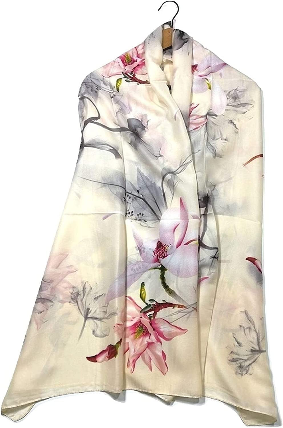 Silk Scarf Women Chiffon Shawl Stain Neckerchief Head Wrap Lightweight Scarf Ladies Hijab Vintage Painting Bridal Shawl Chiffon Scarf Muslim Colorful Cloth Silk Scarf White180*90Cm Apparel & Accessories > Clothing Accessories > Scarves & Shawls WEIGEER