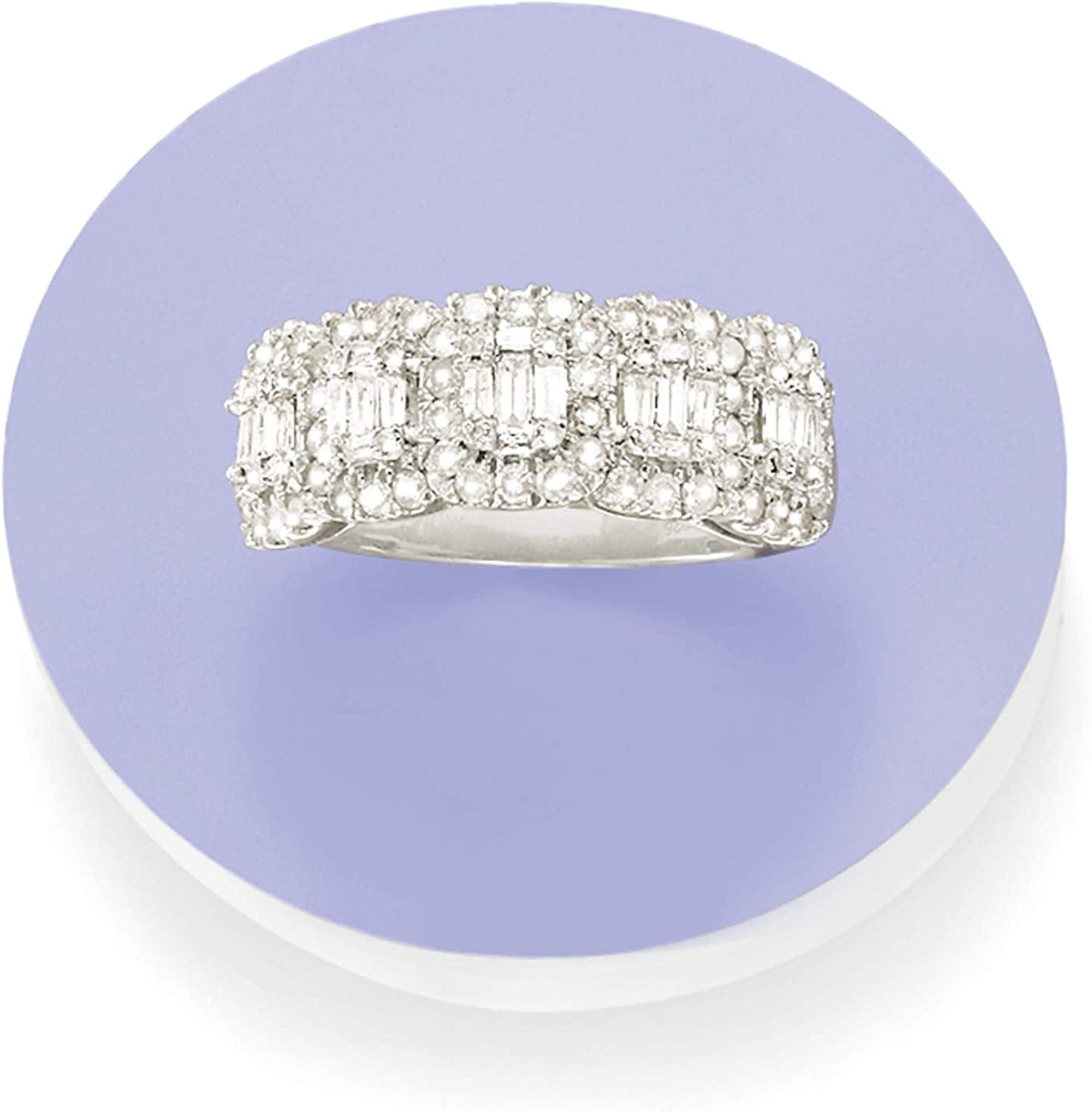 1.00 Ct. T.W. round and Baguette Diamond Ring in Sterling Silver