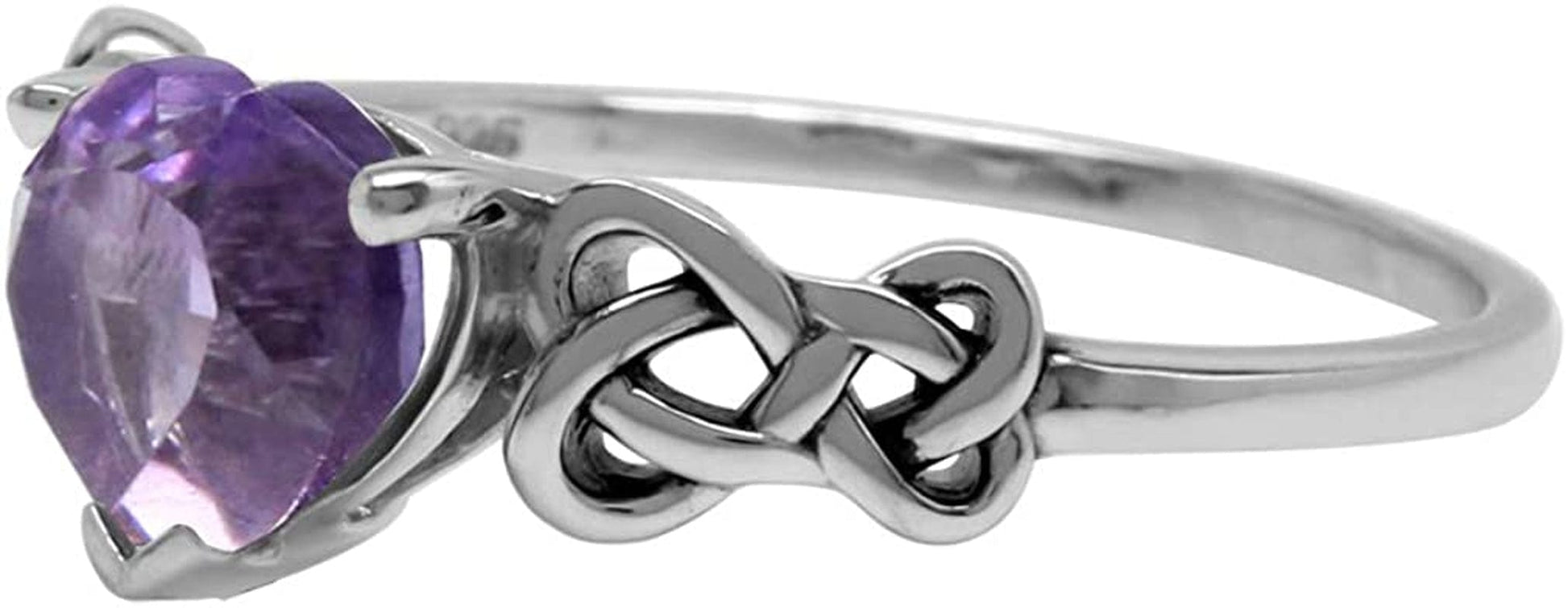 1.04Ct. Natural Heart Shape Amethyst 925 Sterling Silver Celtic Knot Ring