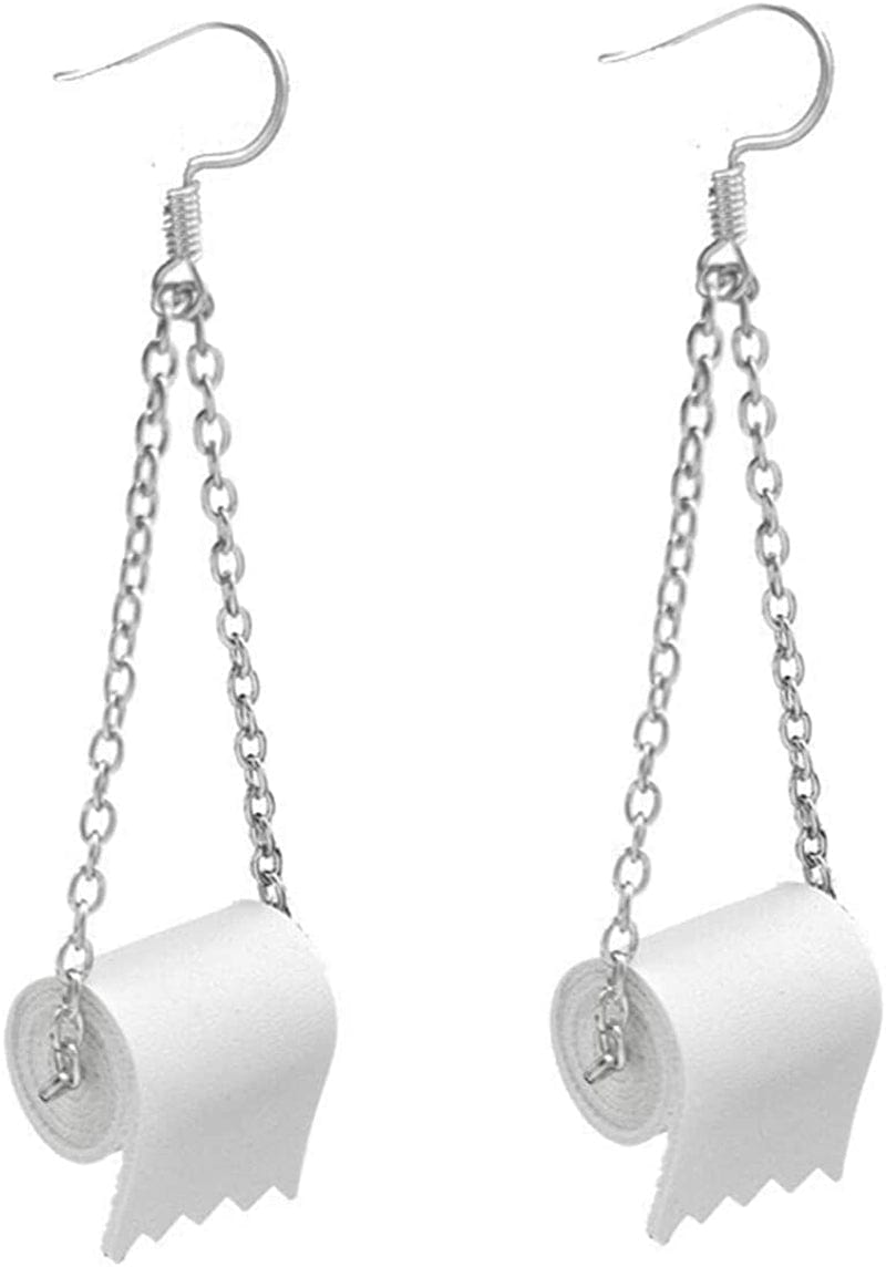 1-12 Pairs Funny Earrings Rubber Duck Gummy Bear Goldfish Water Bottle Strawberry Mushroom Boba Tea Butterfly Cloud Flowers Dinosaur Egg Earrings Toilet Paper