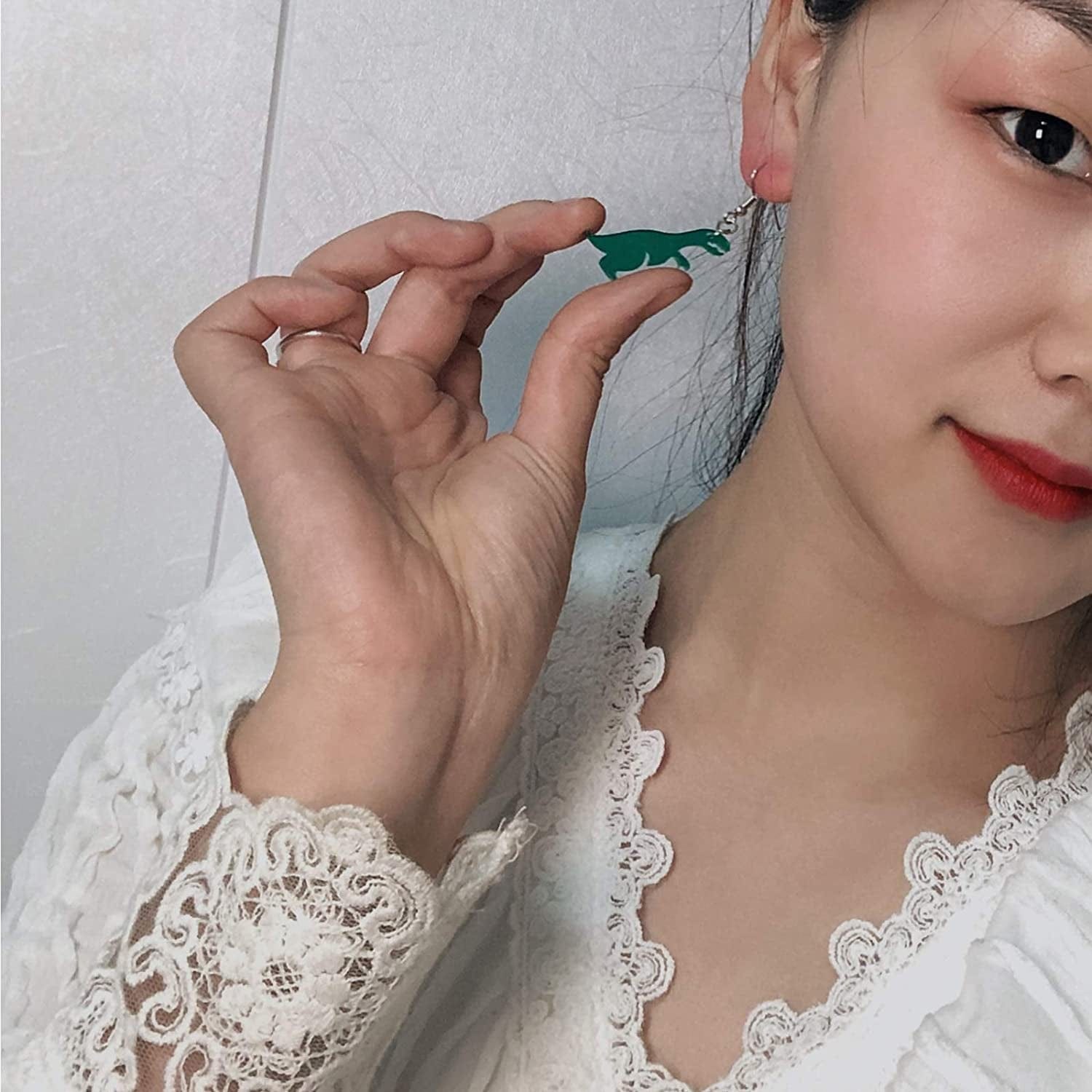 1-12 Pairs Funny Earrings Rubber Duck Gummy Bear Goldfish Water Bottle Strawberry Mushroom Boba Tea Butterfly Cloud Flowers Dinosaur Egg Earrings