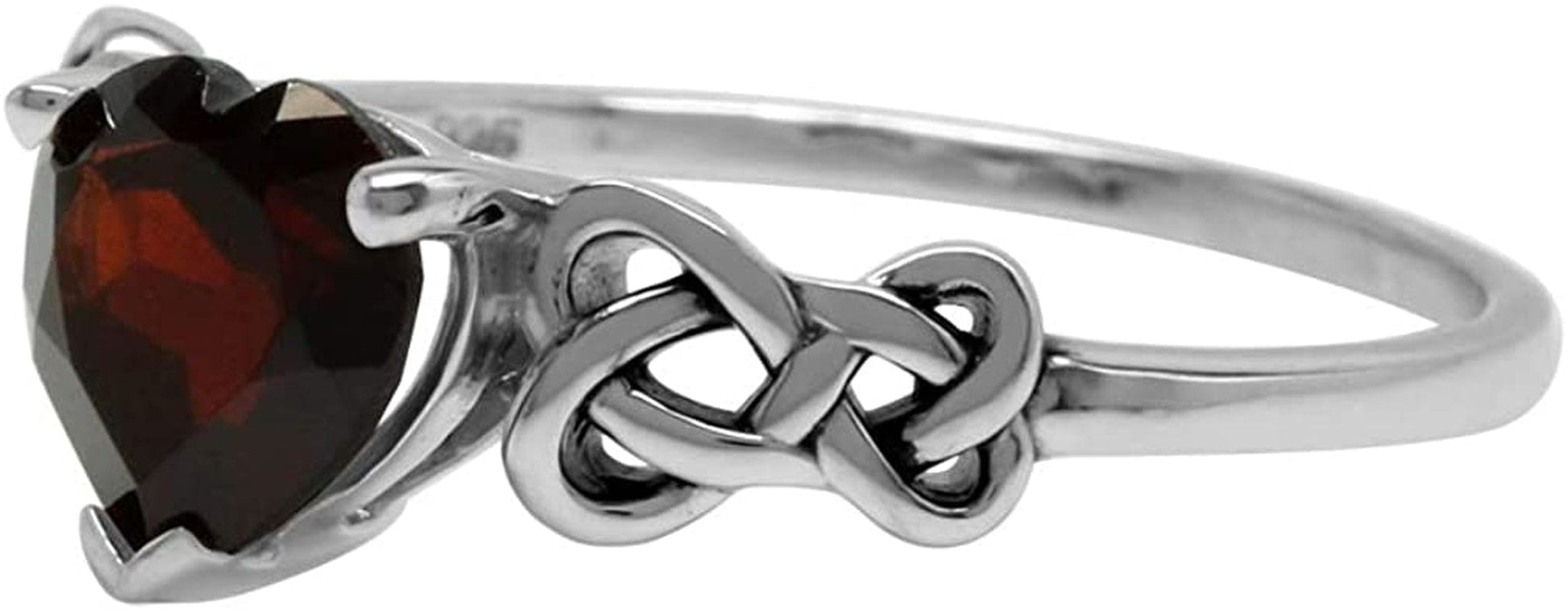 1.15Ct. Natural Heart Shape Garnet 925 Sterling Silver Celtic Knot Ring
