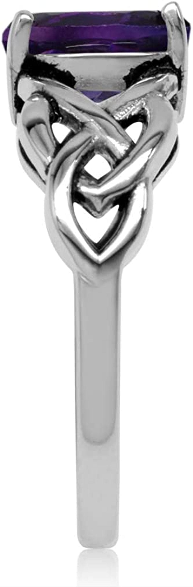 1.18Ct. Natural African Amethyst 925 Sterling Silver Celtic Knot Solitaire Ring