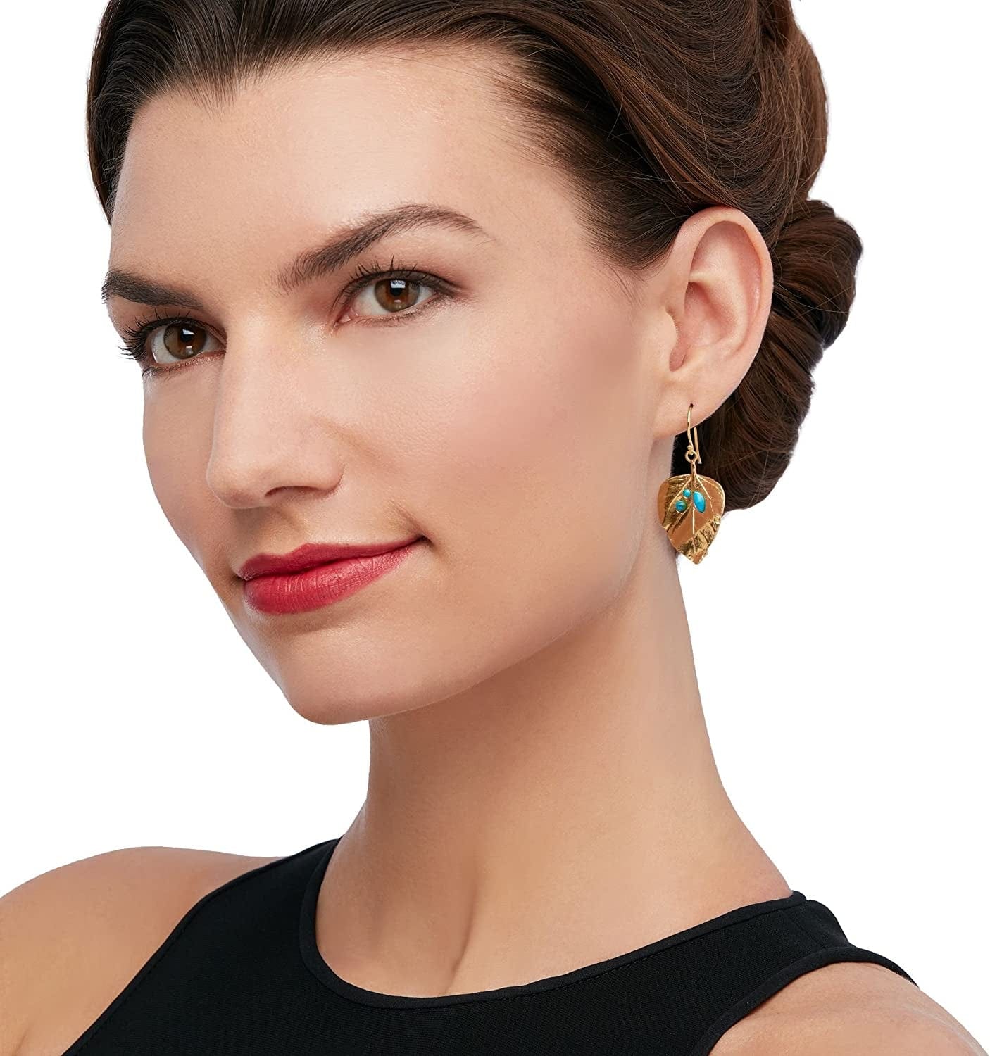 1.40 Ct. T.W. Multi-Stone Leaf Drop Earrings in 18Kt Yellow Gold over Sterling