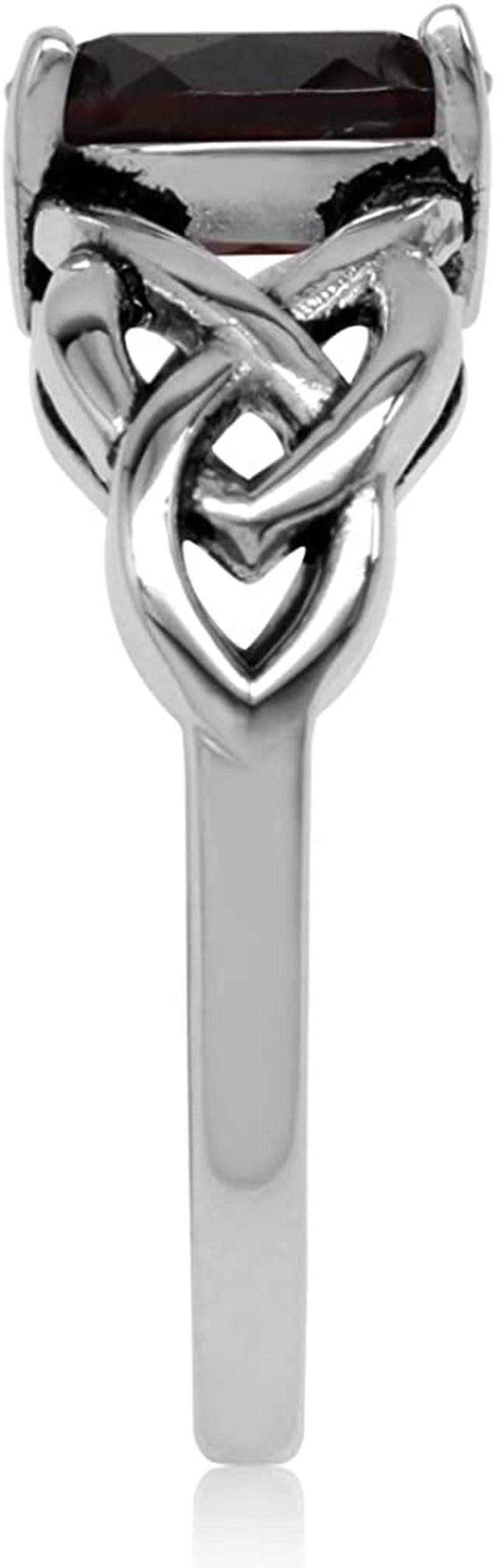 1.4Ct. 8X6Mm Natural Oval Shape Garnet 925 Sterling Silver Celtic Knot Solitaire Ring