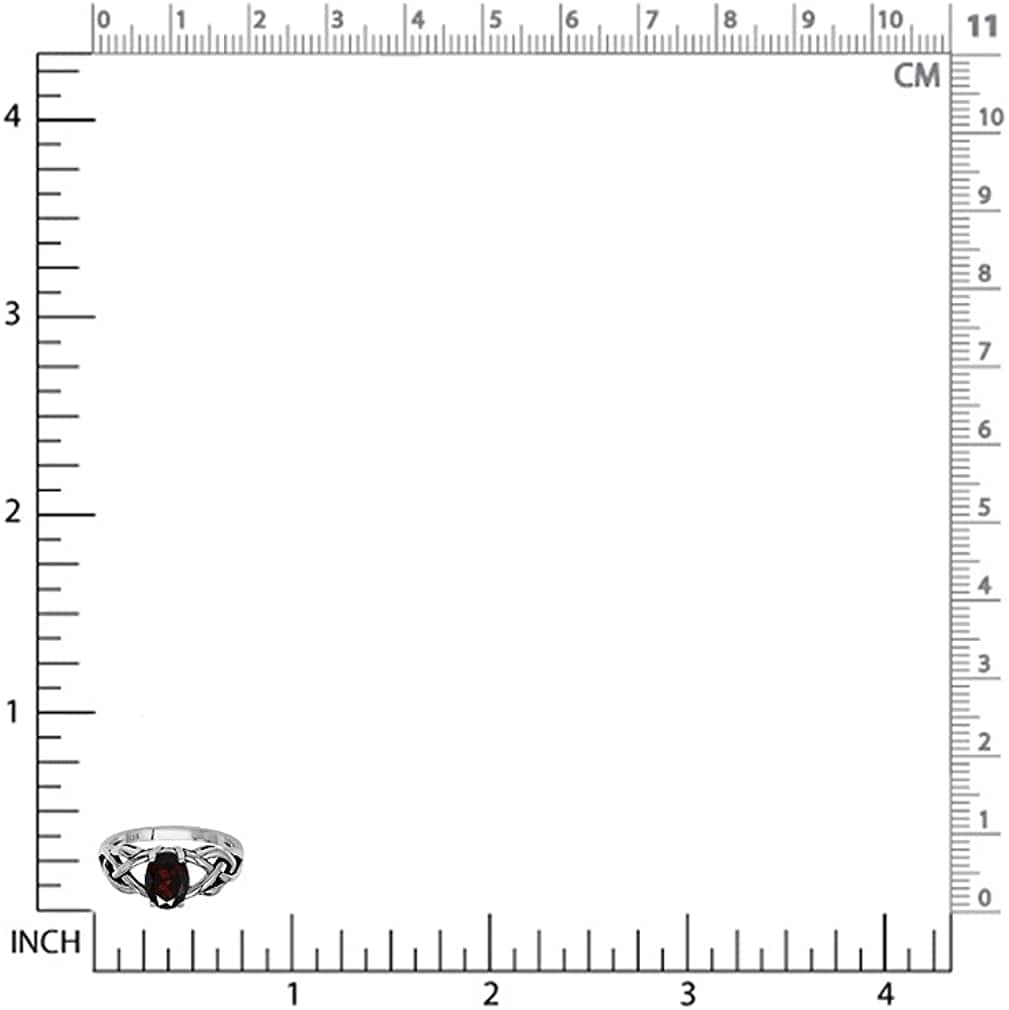 1.4Ct. 8X6Mm Natural Oval Shape Garnet 925 Sterling Silver Celtic Knot Solitaire Ring