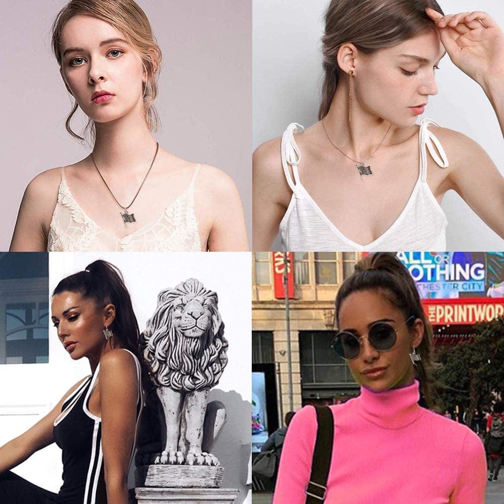 1 Box 100Pcs American Flag Charms Christmas Tree Decor Antique Silver Alloy Charms Pendant Jewelry Making Accessories for DIY Independence Day Necklace Bracelet Supplies Earrings Findings