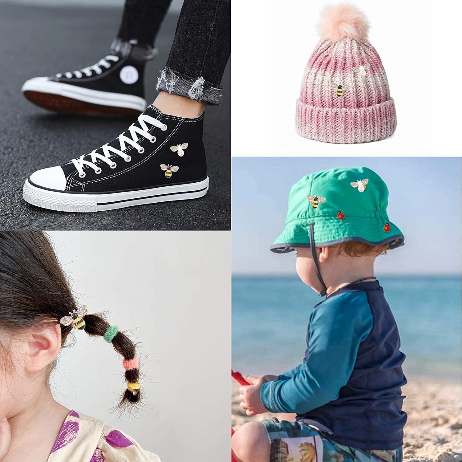 1 Box 20Pcs 2 Colors Bee Charms Pendants Rhinestone Enamel Craft Embellishments Crafting for DIY Handmade Crafts Storage Container