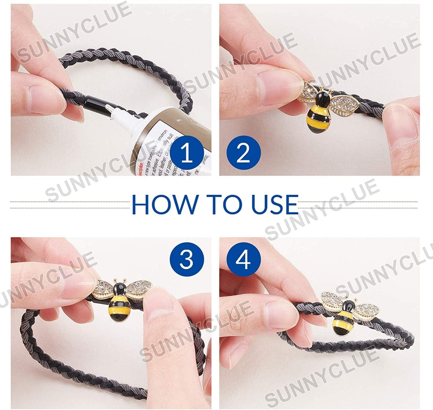 1 Box 20Pcs 2 Colors Bee Charms Pendants Rhinestone Enamel Craft Embellishments Crafting for DIY Handmade Crafts Storage Container