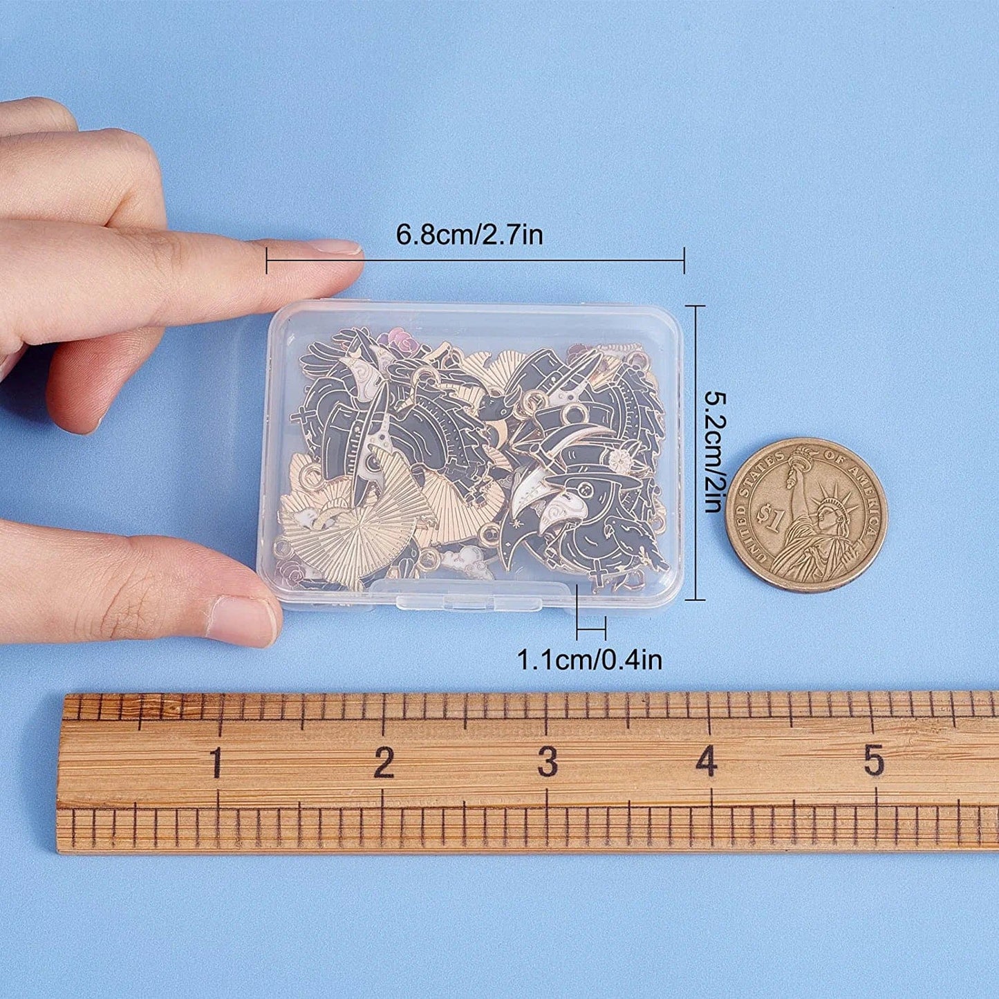 1 Box 24Pcs 6 Styles Halloween Gothic Charms Raven Enamel Charm Raven Gothic Pendants Black Skull Moon Bird Crow Charm Pendants for Jewelry Making Charms Christmas Necklace Bracelet Earring