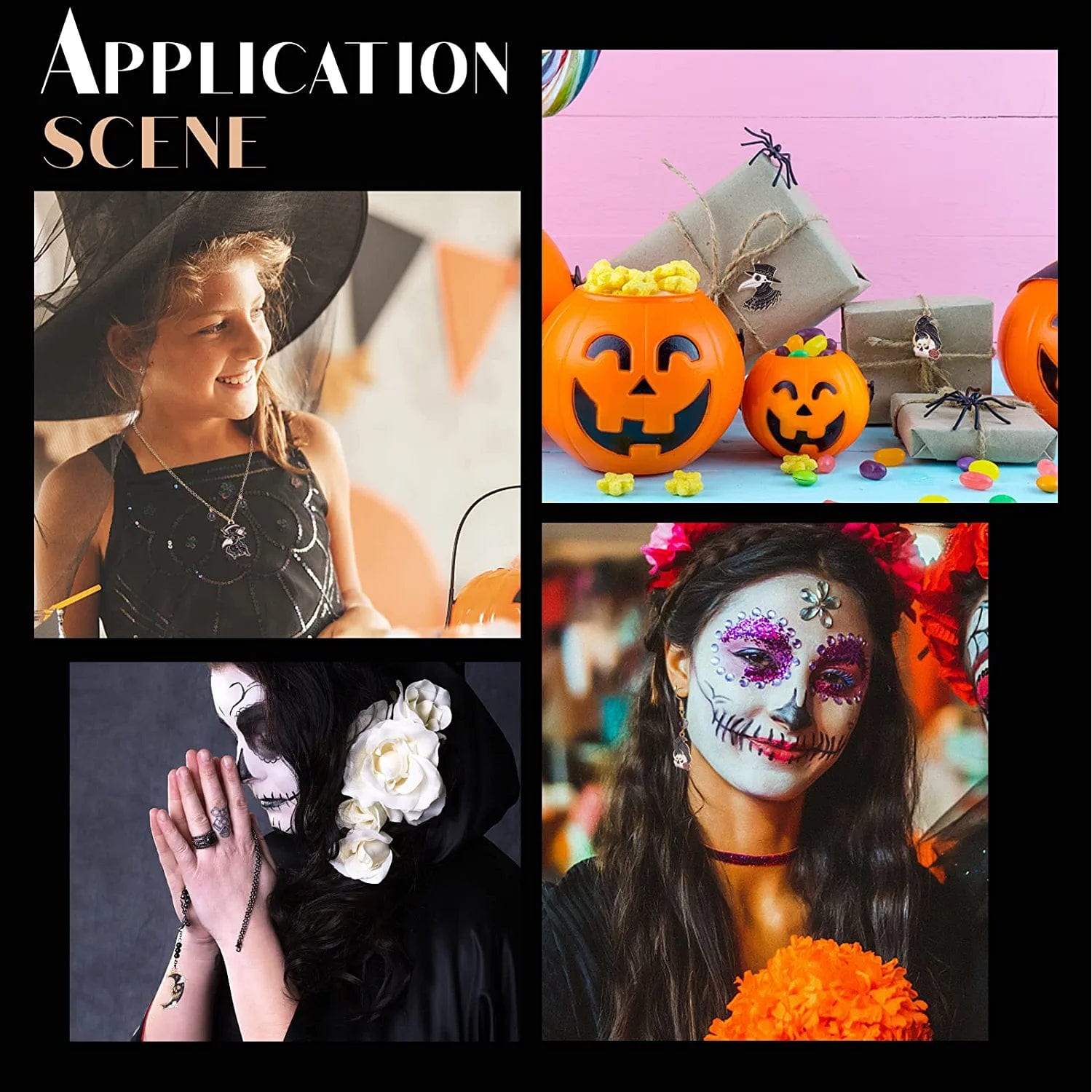 1 Box 24Pcs 6 Styles Halloween Gothic Charms Raven Enamel Charm Raven Gothic Pendants Black Skull Moon Bird Crow Charm Pendants for Jewelry Making Charms Christmas Necklace Bracelet Earring