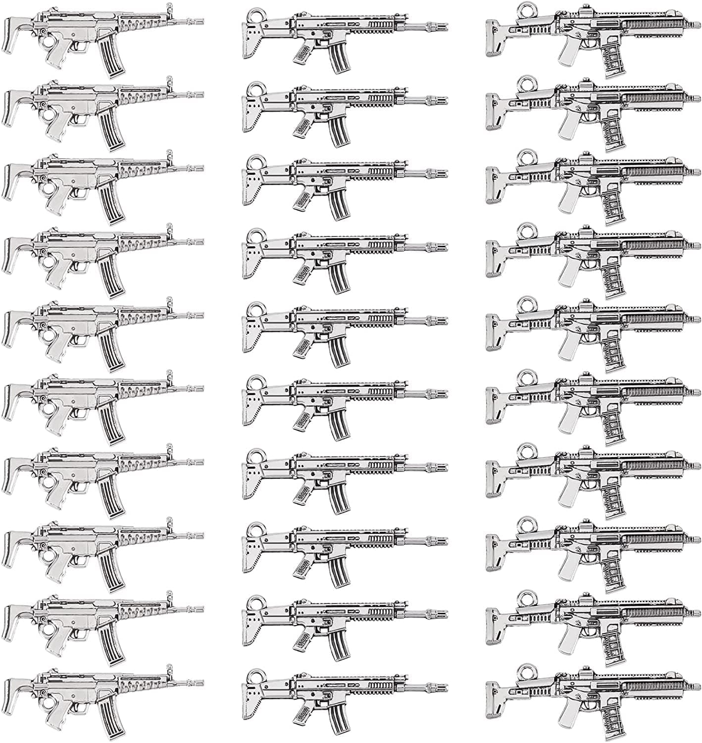 1 Box 40Pcs 10 Styles Gun Pistol Revolver Weapon Charms Pendants Craft Supplies Bow Arrow Charms Pendant for Jewelry Finding Making Accessory for DIY Bracelet 30pcs Gun Charms