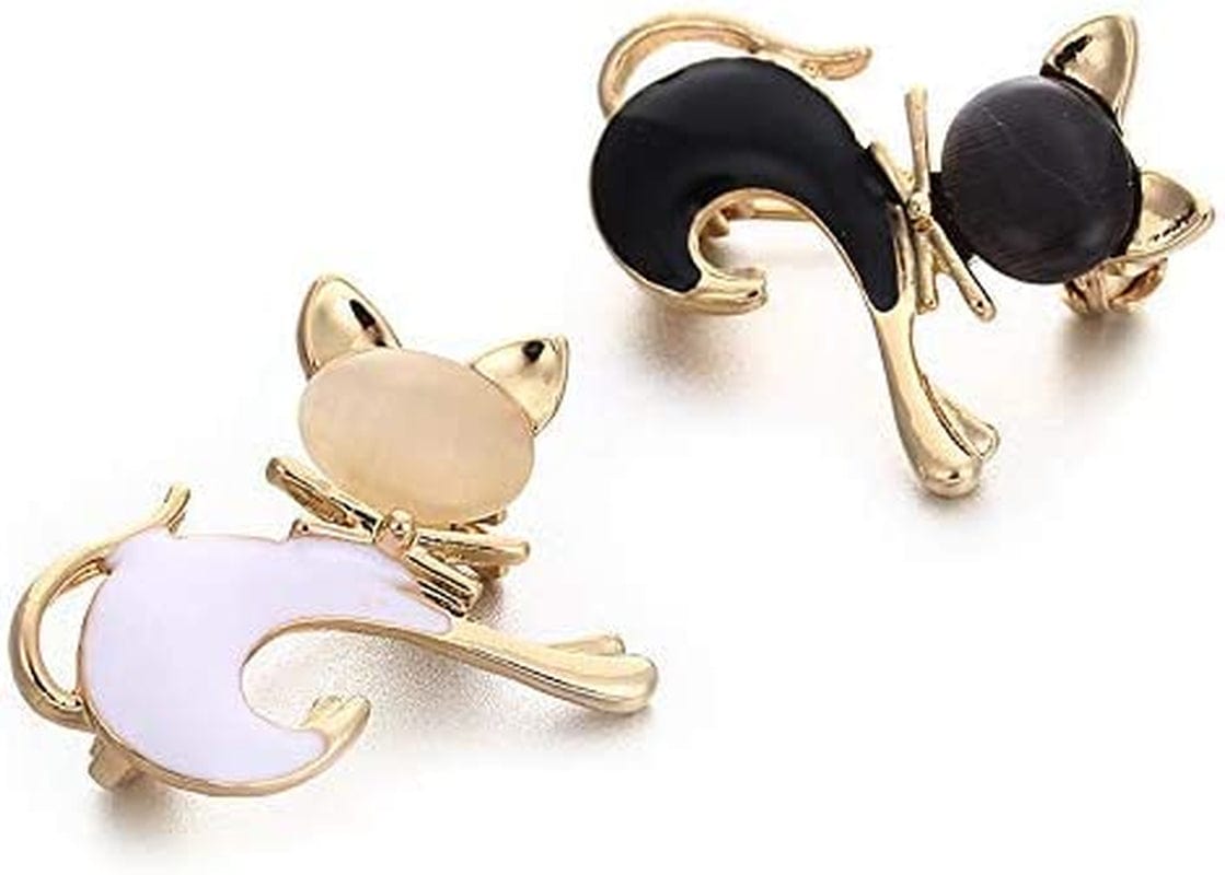 1 Pair Brooch Cat White Black Lapel Pin Enamel Pin Brooch Jewellery Corsage Button Dress Scarf Shawl Clip Bag Ornament Very Practical and Popular