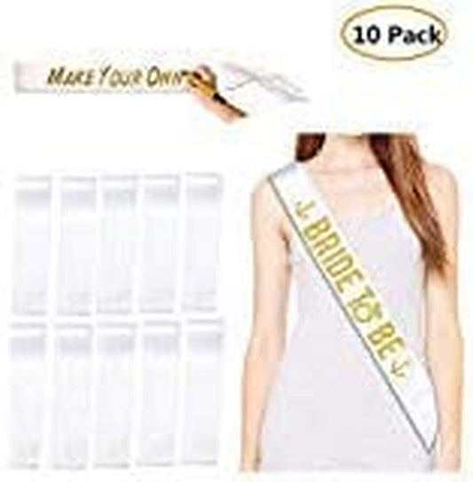 10 Pack Blank Sashes Plain Sashes for Party Decoration, DIY Accessory, Homecoming, Wedding, 3.74 X 30.7Inches (White) Apparel & Accessories > Clothing Accessories > Sashes Lufee