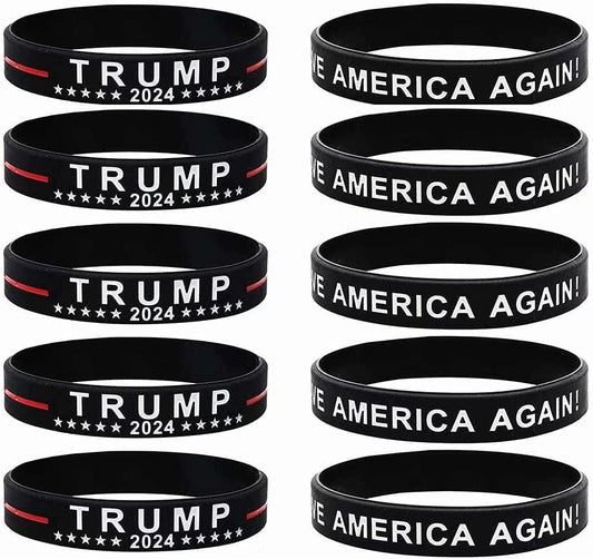 10 Pack Trump 2024 save America Again Bracelets Donald Trump Wristband MAGA Patriots Gifts Apparel & Accessories > Jewelry > Bracelets Lymhy