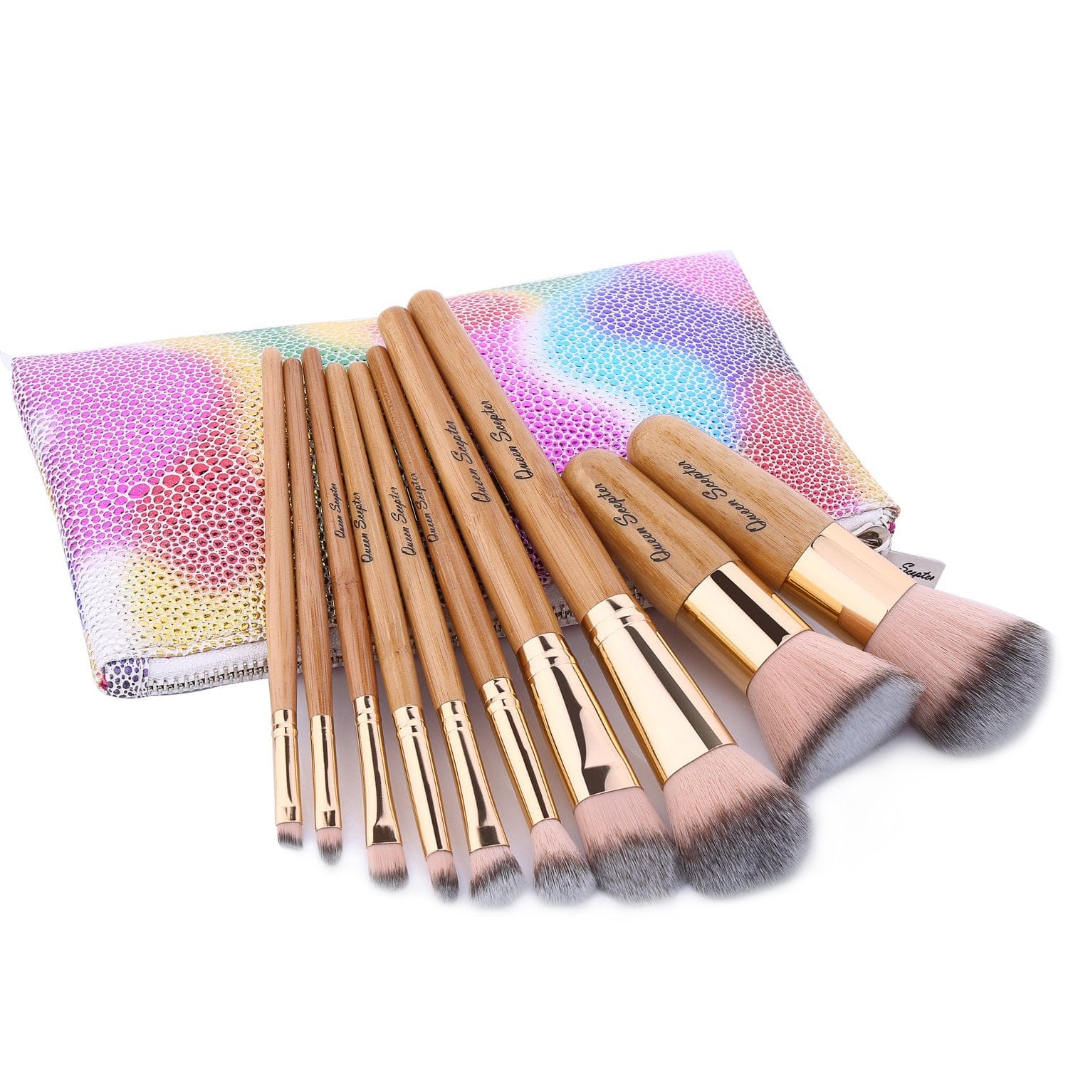 10 Pcs Makeup Brush Set Professional Bamboo Handle Make up Brush Foundation Powder Eyebrow Eyeshadow Eyebrow Concealer Lip Brushes Kits Cosmetic Tools with Colorful Artificial Leather Bag Health & Beauty > Personal Care > Cosmetics > Cosmetic Tools > Makeup Tools Queen Scepter