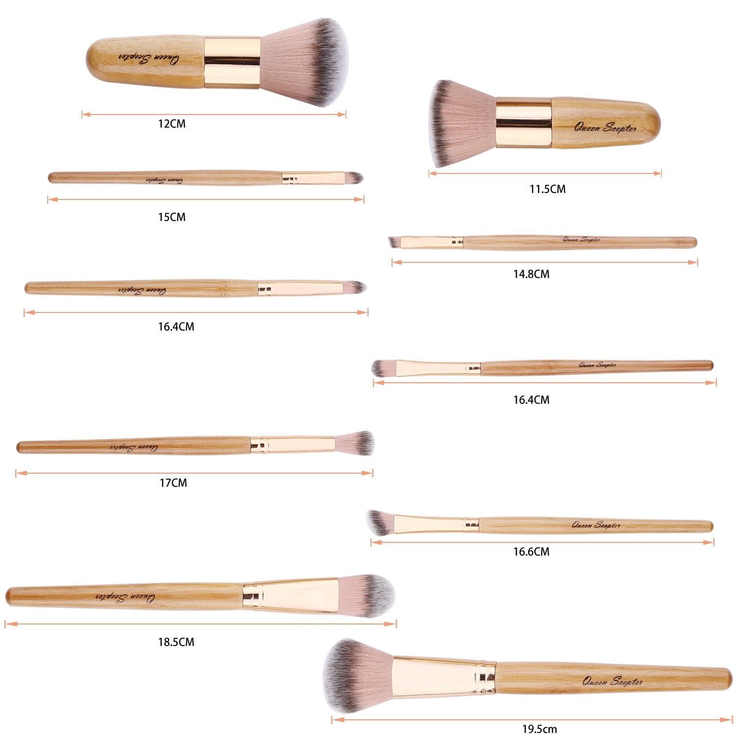 10 Pcs Makeup Brush Set Professional Bamboo Handle Make up Brush Foundation Powder Eyebrow Eyeshadow Eyebrow Concealer Lip Brushes Kits Cosmetic Tools with Colorful Artificial Leather Bag Health & Beauty > Personal Care > Cosmetics > Cosmetic Tools > Makeup Tools Queen Scepter