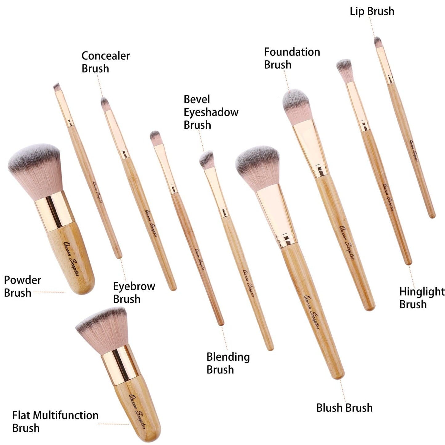 10 Pcs Makeup Brush Set Professional Bamboo Handle Make up Brush Foundation Powder Eyebrow Eyeshadow Eyebrow Concealer Lip Brushes Kits Cosmetic Tools with Colorful Artificial Leather Bag Health & Beauty > Personal Care > Cosmetics > Cosmetic Tools > Makeup Tools Queen Scepter