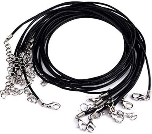 10 Pieces 2.0Mm Black Leather Cord Necklace Bulk with Lobster Clasp Necklace Cord for Pendants Bracelet Jewelry Making