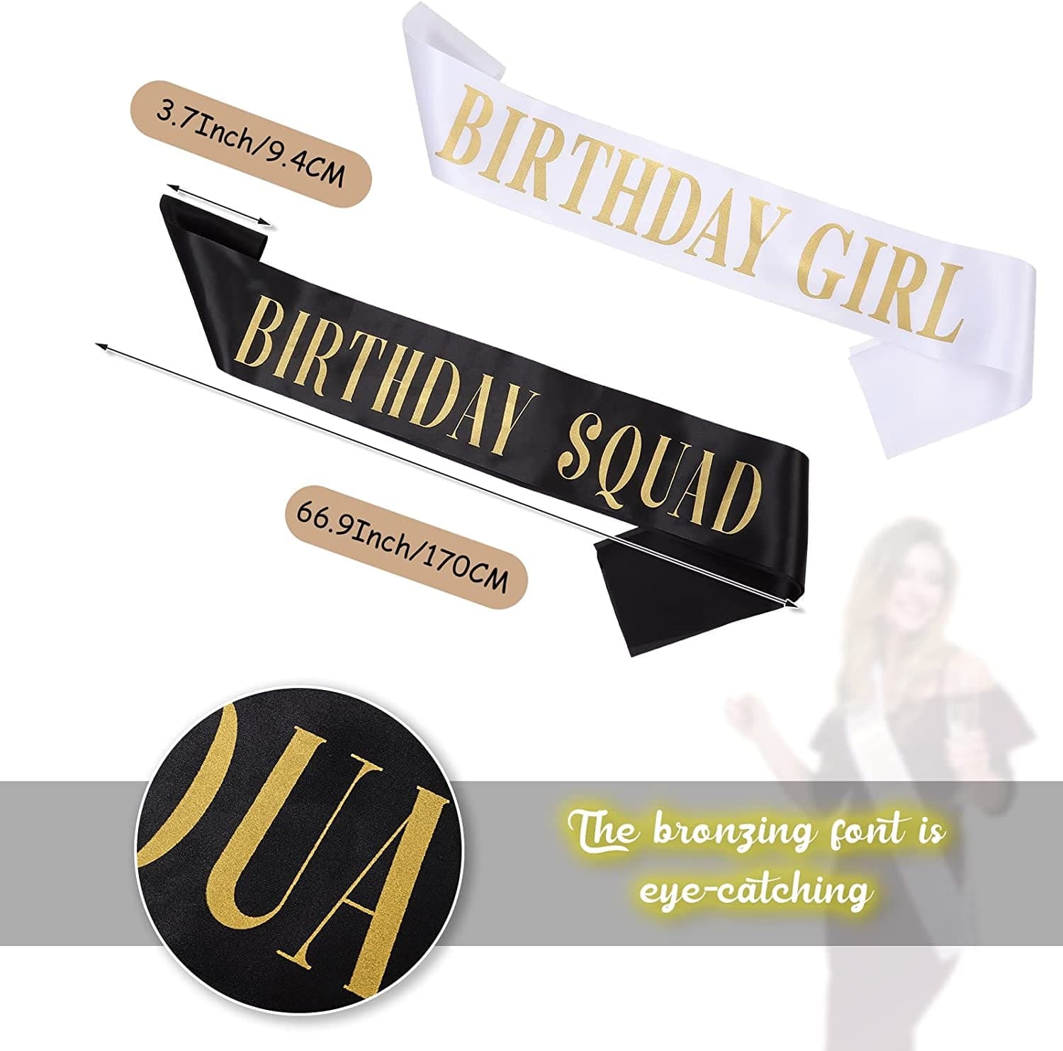 10 Pieces Birthday Gift Sash Set Black and Gold Birthday Squad Sash White and Gold Birthday Girl Sash for Women Funny Party Favors Decorations for Sweet 16 18Th 21St 25Th 30Th 40Th 50Th or Other Bday Apparel & Accessories > Clothing Accessories > Sashes Weewooday