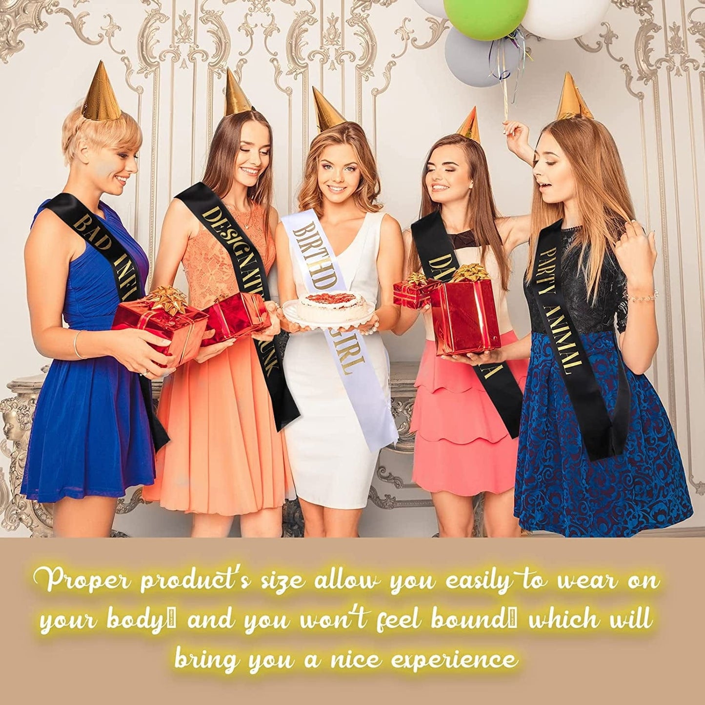 10 Pieces Birthday Sash for Women Birthday Party Supplies Happy Birthday Sash for Girls Birthday Queen Sash Gold Birthday Party Favors, 2 Colors (Black, White) Apparel & Accessories > Clothing Accessories > Sashes Weewooday