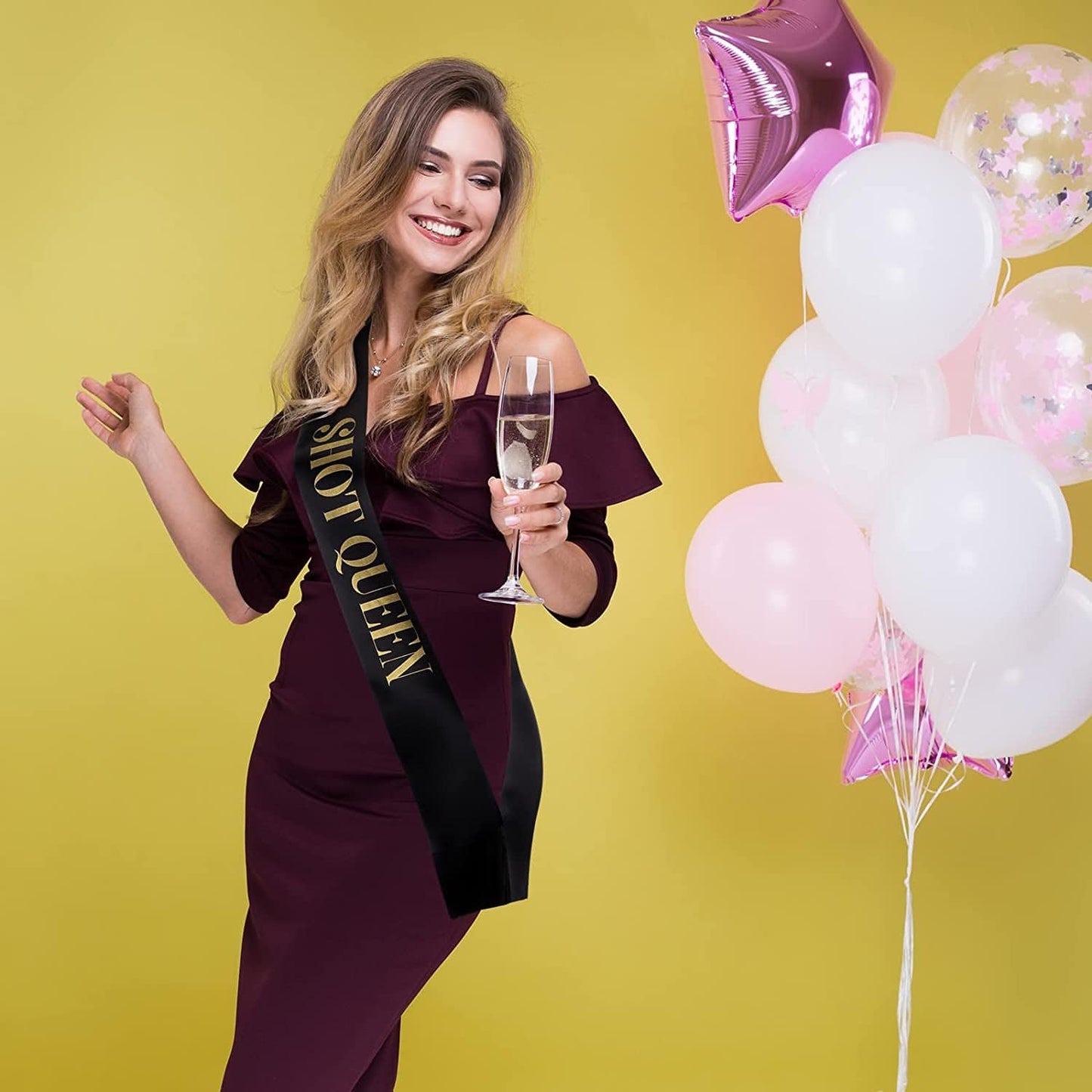 10 Pieces Birthday Sash for Women Birthday Party Supplies Happy Birthday Sash for Girls Birthday Queen Sash Gold Birthday Party Favors, 2 Colors (Black, White) Apparel & Accessories > Clothing Accessories > Sashes Weewooday