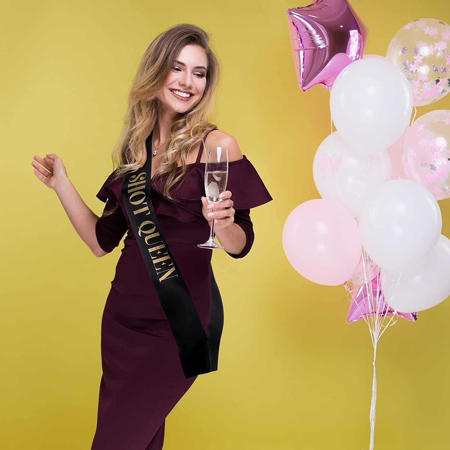 10 Pieces Birthday Sash for Women Birthday Party Supplies Happy Birthday Sash for Girls Birthday Queen Sash Gold Birthday Party Favors, 2 Colors (Black, White) Apparel & Accessories > Clothing Accessories > Sashes Weewooday