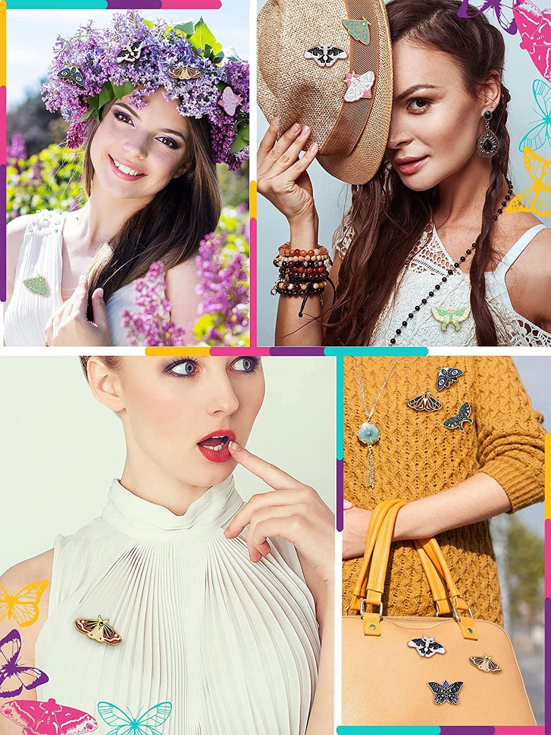 10 Pieces Butterfly Enamel Pins Set Cute Enamel Backpacks Pins Cool Horror Enamel Lapel Pins Brooches Enamel Butterfly Pins Lapel Pins for Steampunk Badge Jewelry for Women