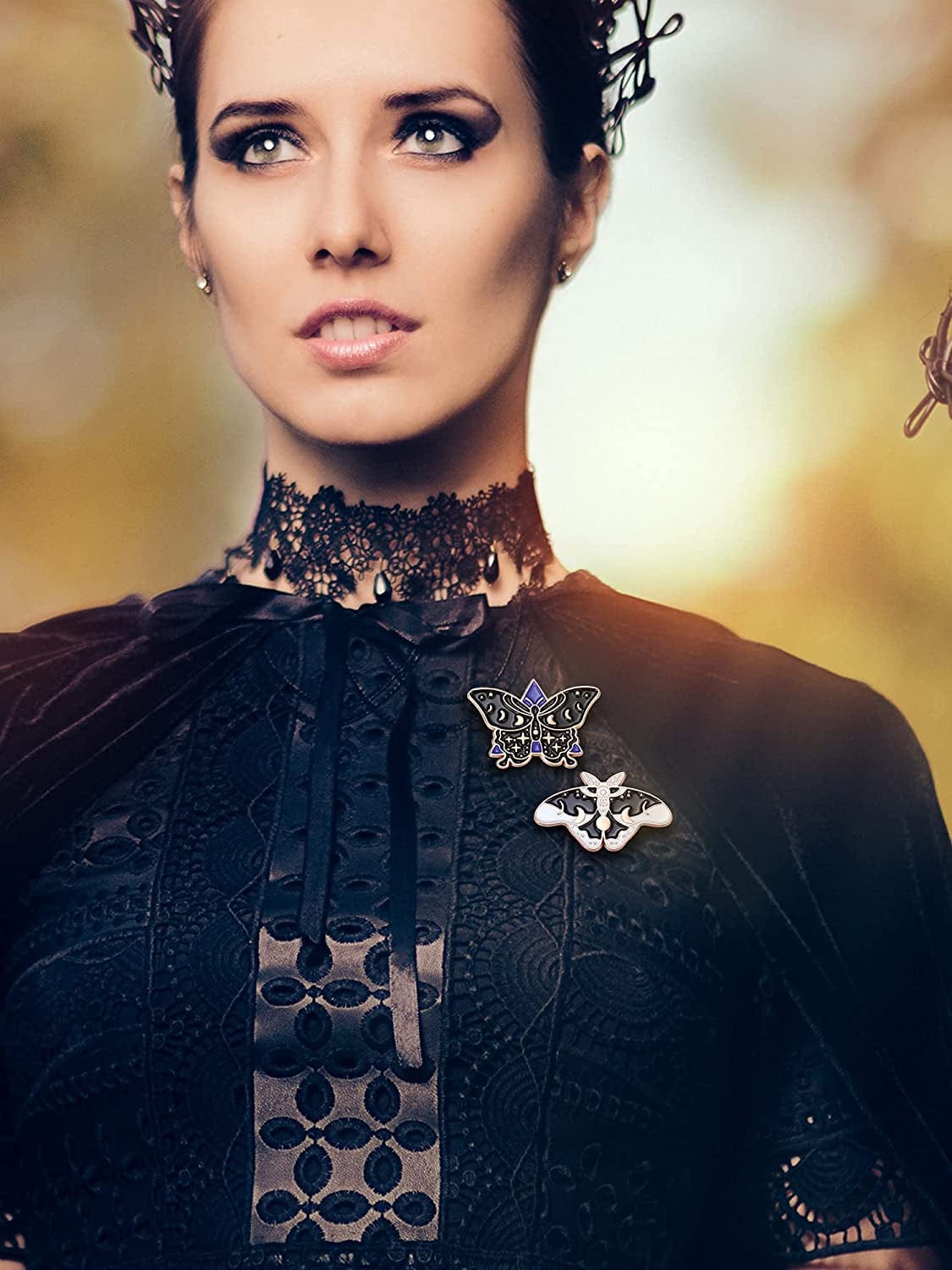 10 Pieces Butterfly Enamel Pins Set Cute Enamel Backpacks Pins Cool Horror Enamel Lapel Pins Brooches Enamel Butterfly Pins Lapel Pins for Steampunk Badge Jewelry for Women