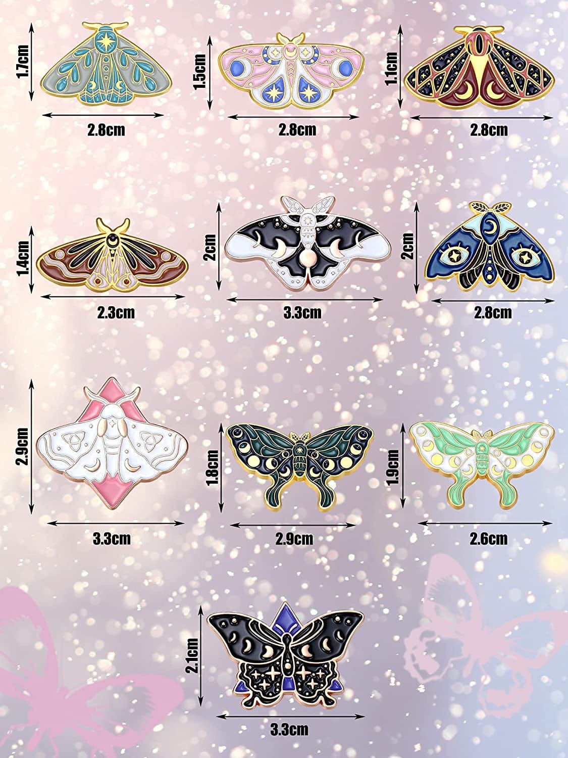 10 Pieces Butterfly Enamel Pins Set Cute Enamel Backpacks Pins Cool Horror Enamel Lapel Pins Brooches Enamel Butterfly Pins Lapel Pins for Steampunk Badge Jewelry for Women