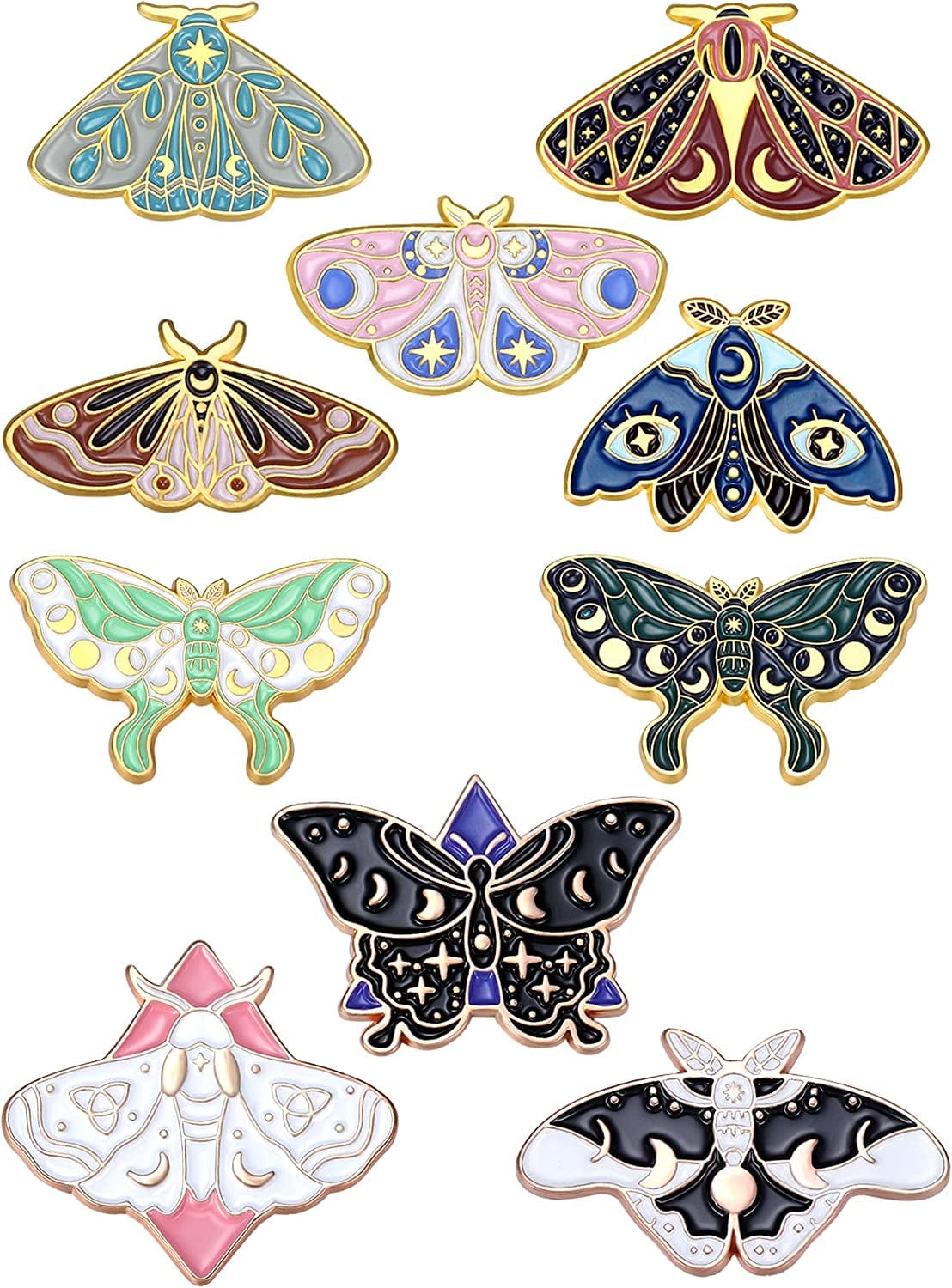 10 Pieces Butterfly Enamel Pins Set Cute Enamel Backpacks Pins Cool Horror Enamel Lapel Pins Brooches Enamel Butterfly Pins Lapel Pins for Steampunk Badge Jewelry for Women Chic Style