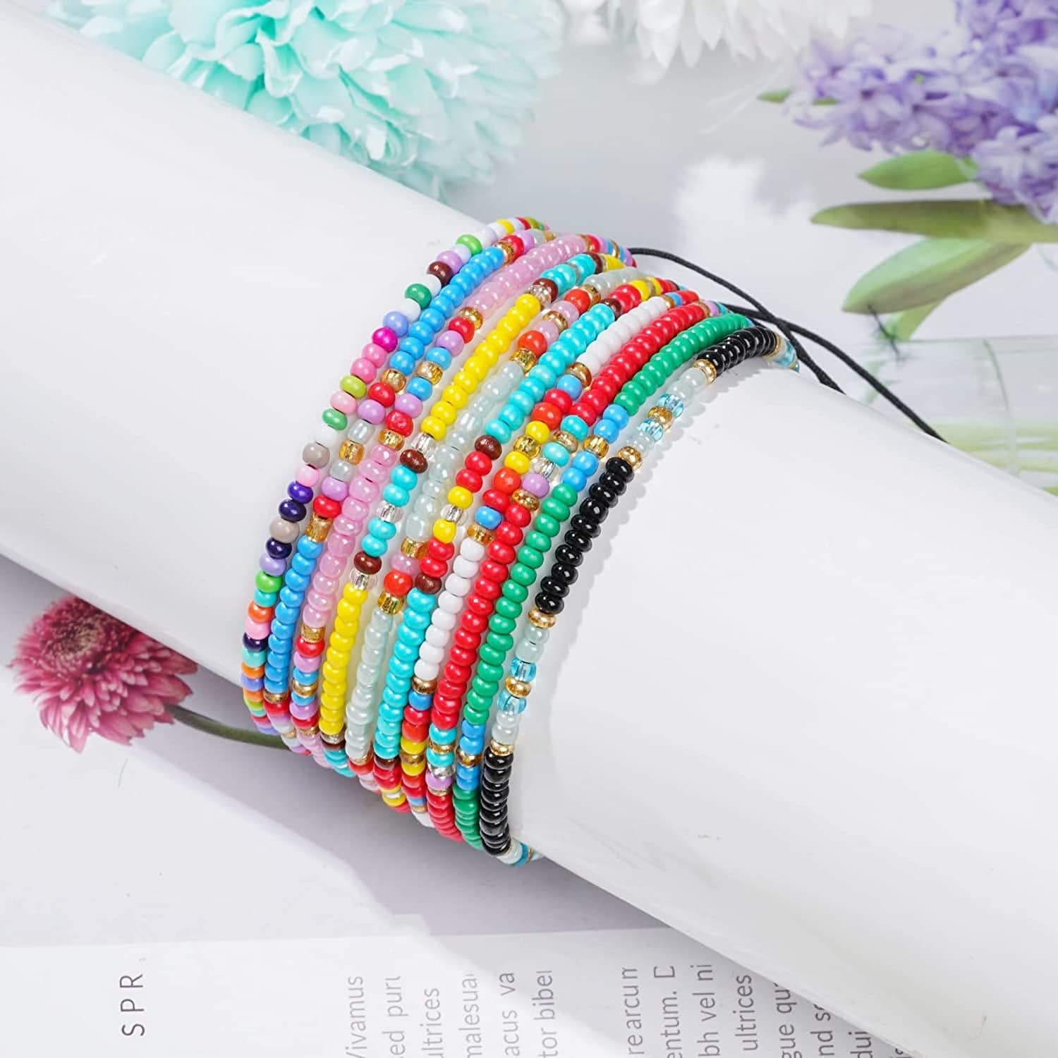 10 Pieces Elastic Boho Anklet Colorful Beaded Ankle Bracelets for Women Summer Foot Accessories Apparel & Accessories > Jewelry > Anklets yeabwps