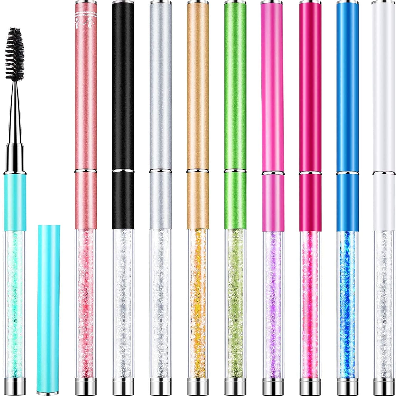 10 Pieces Eyelash Brush with Cap Eye Brow Brush Applicator Eyelash Extension Mascara Brush with Crystal Handle Portable Eyebrow Spiral Brushes Wands Reusable Cosmetic Brush Makeup Tool Health & Beauty > Personal Care > Cosmetics > Cosmetic Tools > Makeup Tools Patelai