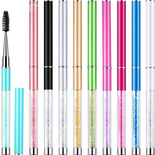10 Pieces Eyelash Brush with Cap Eye Brow Brush Applicator Eyelash Extension Mascara Brush with Crystal Handle Portable Eyebrow Spiral Brushes Wands Reusable Cosmetic Brush Makeup Tool Health & Beauty > Personal Care > Cosmetics > Cosmetic Tools > Makeup Tools Patelai