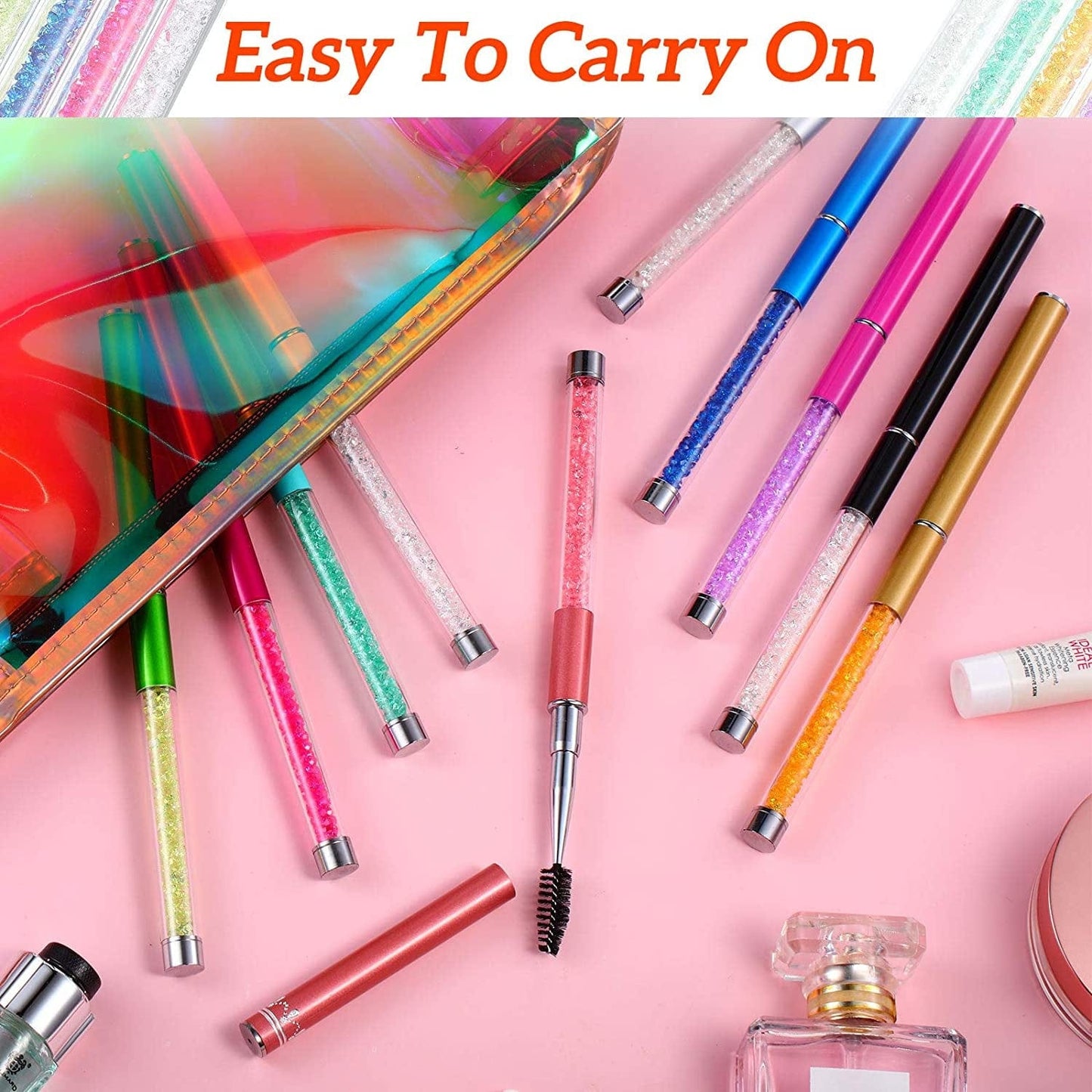 10 Pieces Eyelash Brush with Cap Eye Brow Brush Applicator Eyelash Extension Mascara Brush with Crystal Handle Portable Eyebrow Spiral Brushes Wands Reusable Cosmetic Brush Makeup Tool Health & Beauty > Personal Care > Cosmetics > Cosmetic Tools > Makeup Tools Patelai