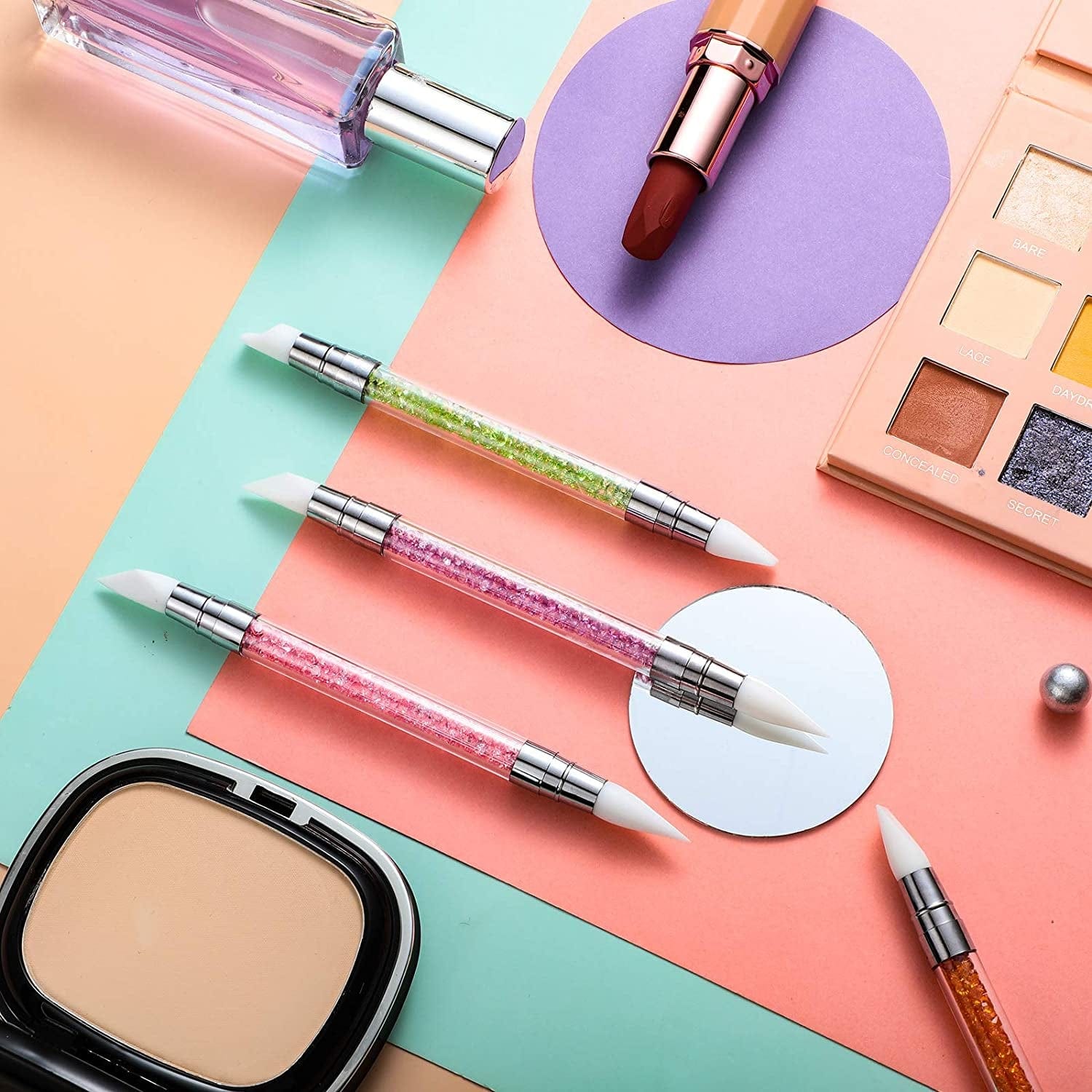 10 Pieces Nail Art Acrylic Pen Dual Tipped Silicone Rhinestone Nail Polish Carving Pen Silicone Head Acrylic Handle Nail Art Brushes Manicure DIY Brush Dotting Tools for Home Salon Health & Beauty > Personal Care > Cosmetics > Cosmetic Tools > Nail Tools Maitys