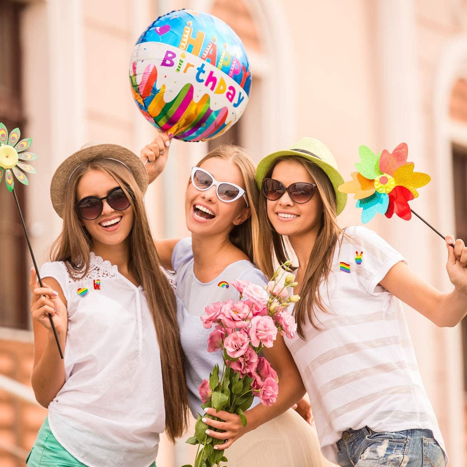 10 Pieces Rainbow Brooch Pins Pride Heart Flag Label Pins for Clothes Bag Decoration Christmas Gifts