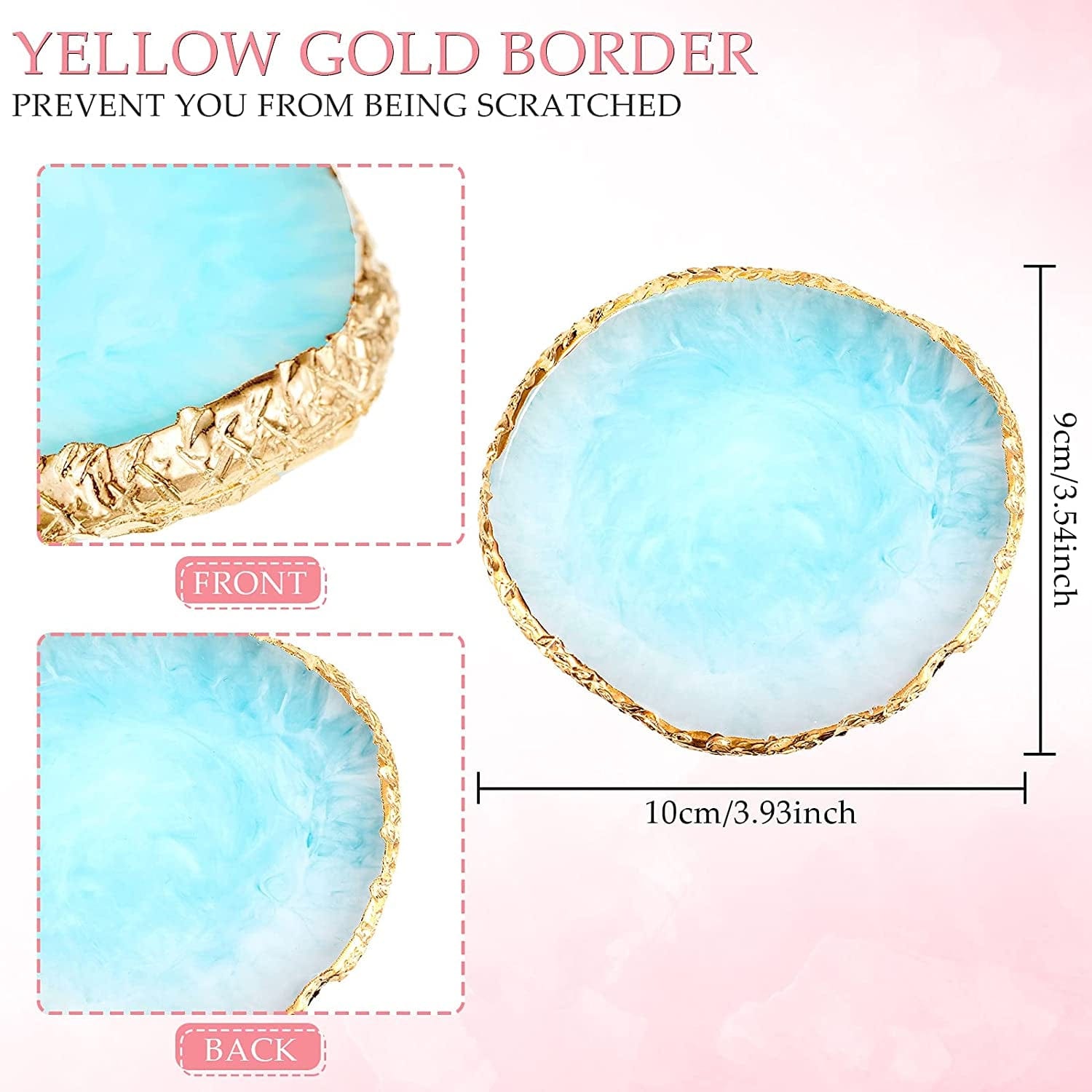 10 Pieces Resin Nail Palettes Nail Art Palette Polish Color Mixing Plate Golden Edge Makeup Display Board Nail Holder Display Cosmetic Mixing Tools (Round Shape) Health & Beauty > Personal Care > Cosmetics > Cosmetic Tools > Nail Tools Maitys