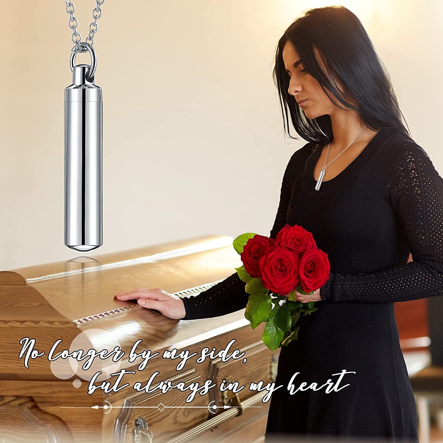 10 Pieces Urn Necklace for Ashes Cremation Cylinder Memorial Stainless Steel Memorial Pendant for Women Men Loved Ones