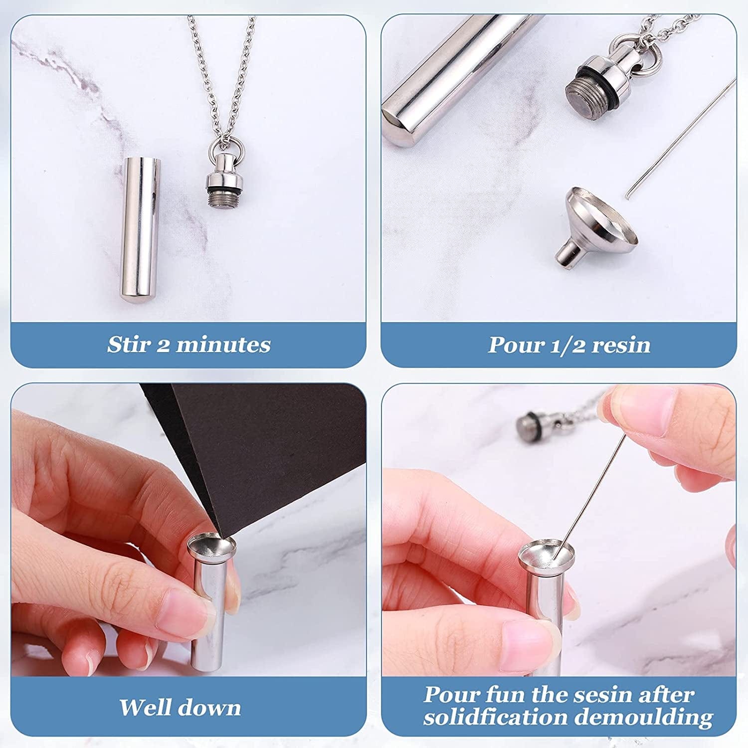 10 Pieces Urn Necklace for Ashes Cremation Cylinder Memorial Stainless Steel Memorial Pendant for Women Men Loved Ones