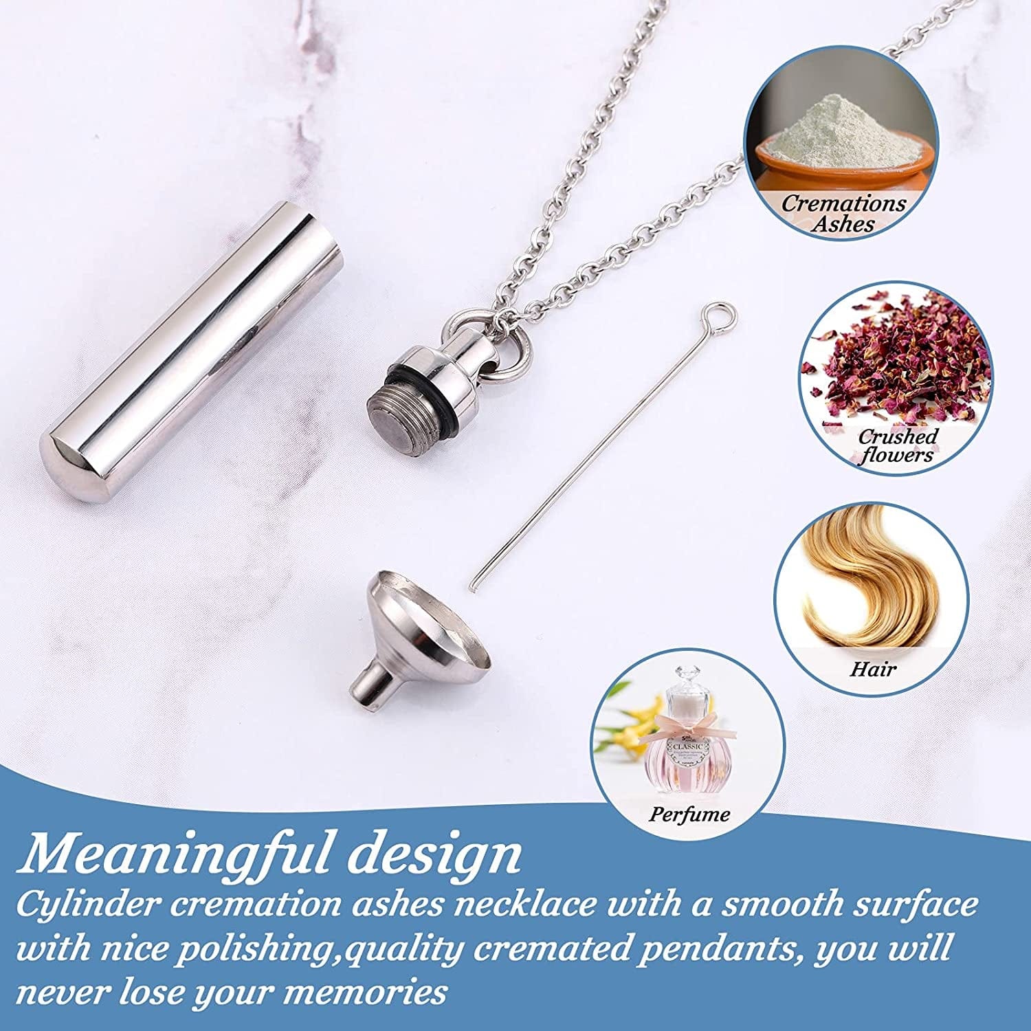 10 Pieces Urn Necklace for Ashes Cremation Cylinder Memorial Stainless Steel Memorial Pendant for Women Men Loved Ones
