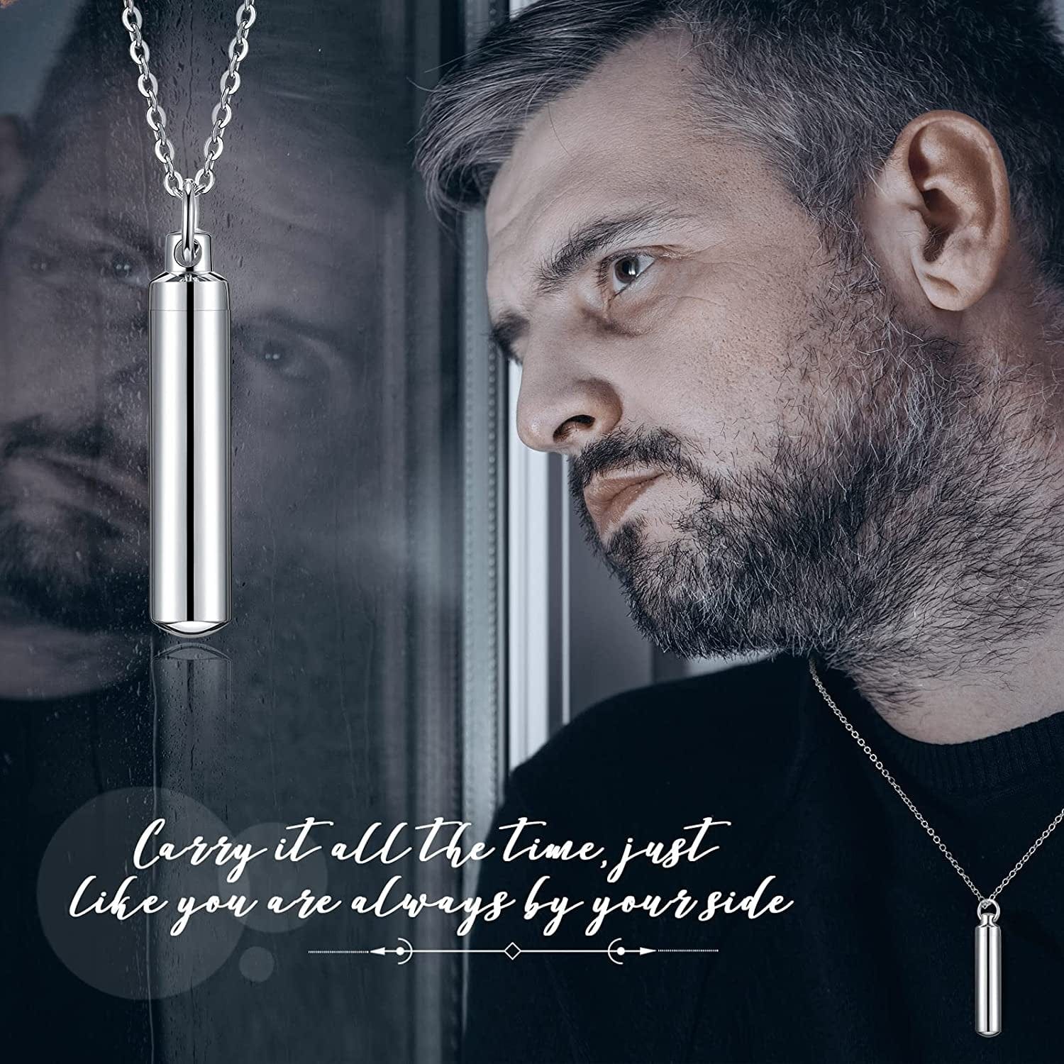 10 Pieces Urn Necklace for Ashes Cremation Cylinder Memorial Stainless Steel Memorial Pendant for Women Men Loved Ones (Silver,16 Pieces)