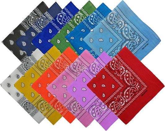 100% Cotton Double Sided Print Paisley Bandana Scarf, Head Wrap - 12 Colors 22 Inch Apparel & Accessories > Clothing Accessories > Bandanas & Headties DelightBox