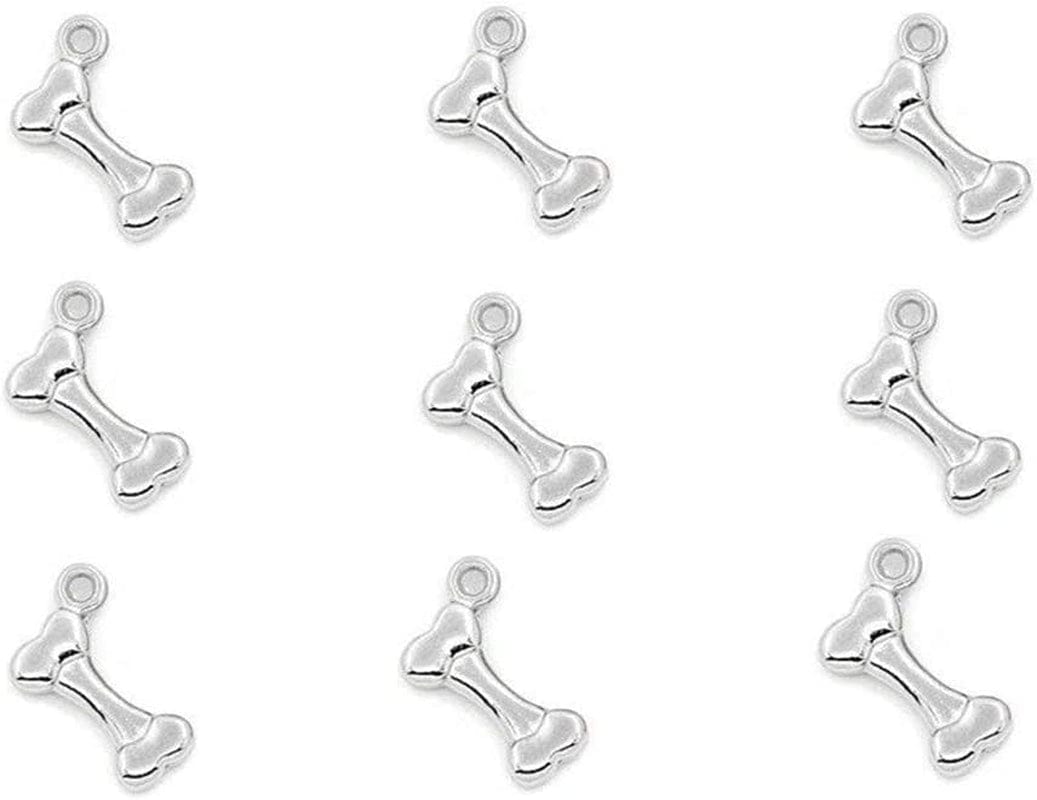 100 Grams Pet Charm,Assorted Dog Bone Paw Print Footprint Charm Pendant for DIY Necklace Bracelet Jewelry Making Findings(Antique Silver Tone) Dog Bone (Antique Silver)