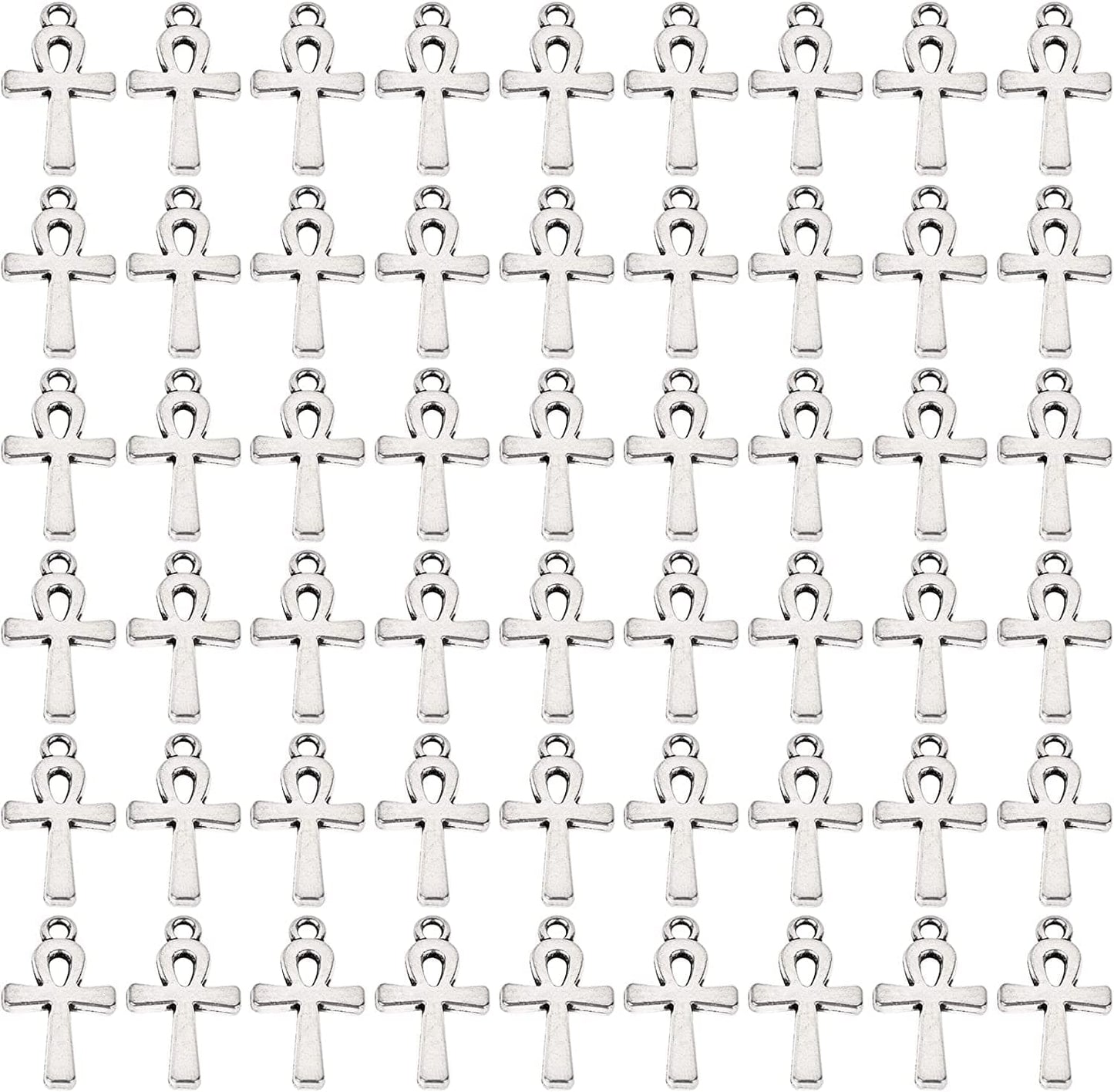 , 100 Pack Antique Pandant Creative Cross Alloy Charms Pendants Bulk for Bracelet Necklace Jewelry Making Silver Style a / 200 Pack