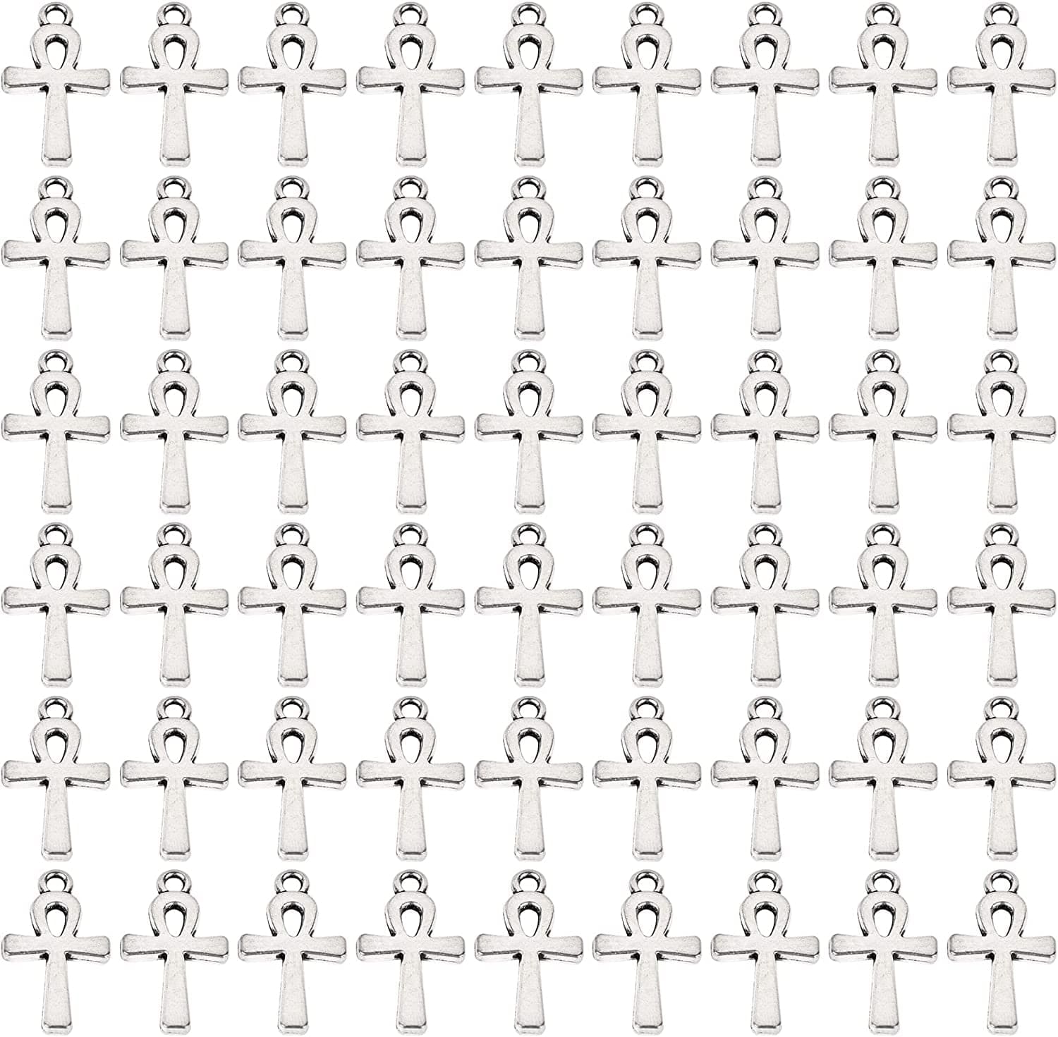 , 100 Pack Antique Pandant Creative Cross Alloy Charms Pendants Bulk for Bracelet Necklace Jewelry Making Silver Style a / 200 Pack