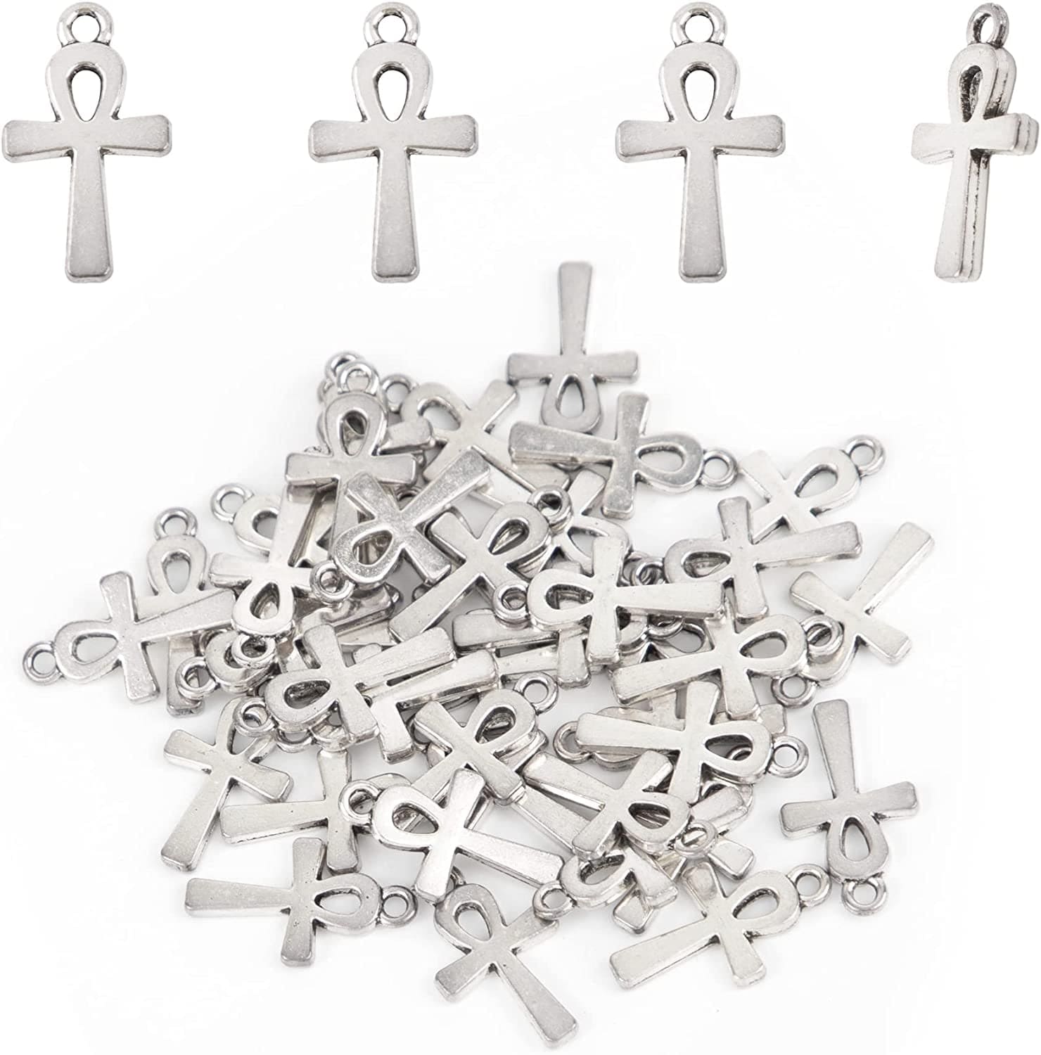, 100 Pack Antique Pandant Creative Cross Alloy Charms Pendants Bulk for Bracelet Necklace Jewelry Making Silver Style A / 100 Pack