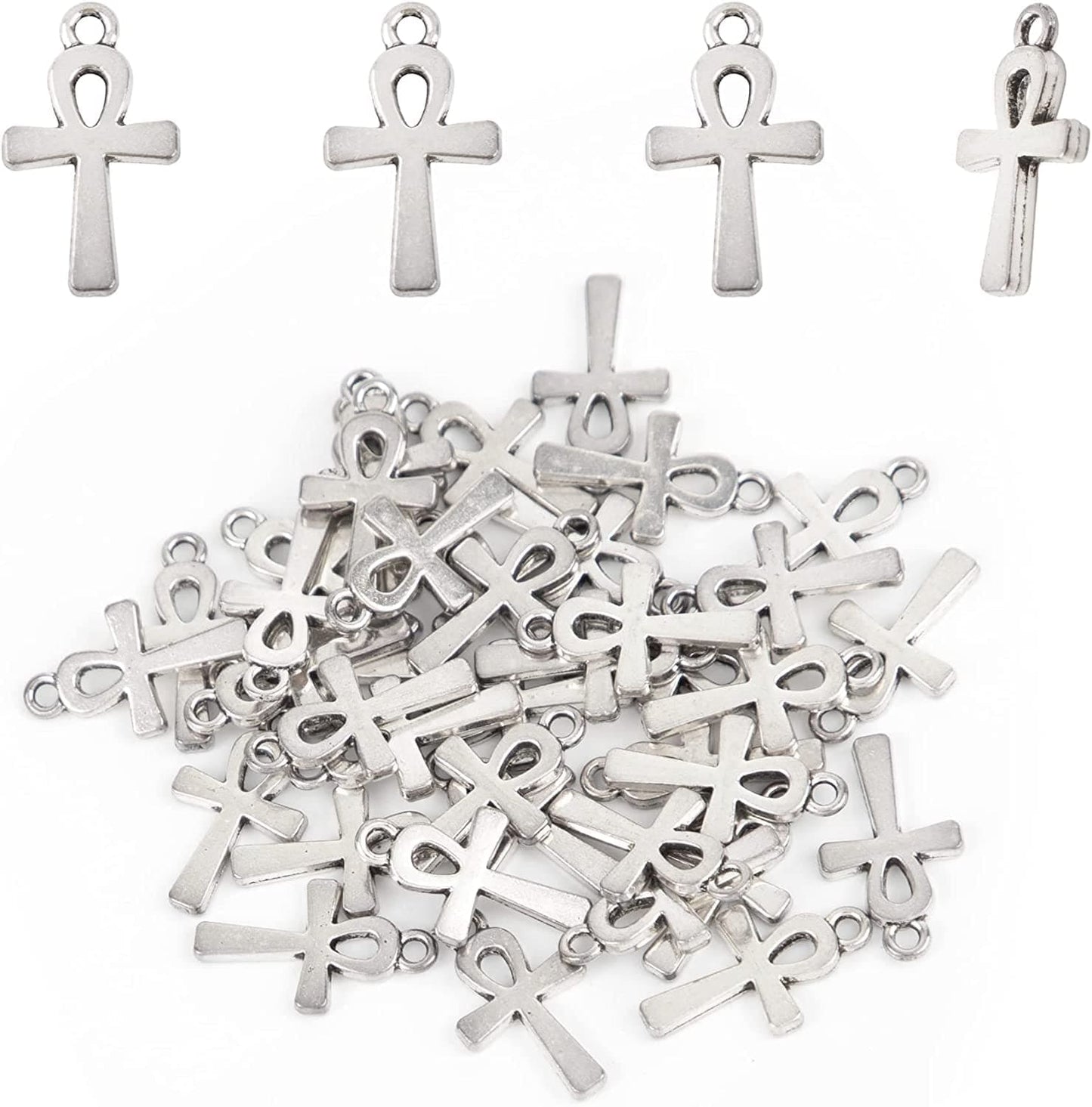 , 100 Pack Antique Pandant Creative Cross Alloy Charms Pendants Bulk for Bracelet Necklace Jewelry Making Silver Style A / 100 Pack
