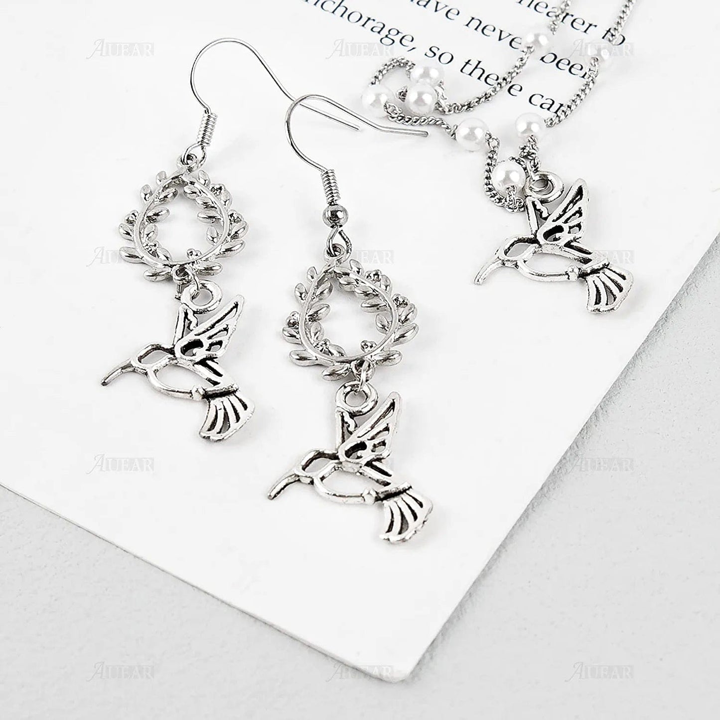 , 100 Pack Antique Silver Small Hummingbird Charms Tiny Pendant Bulk for Jewelry Making Bracelets