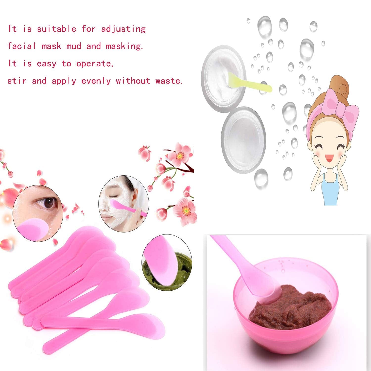 100 Pcs 5 Inch Makeup Tools Spoon,Cosmetic Spatulas, for Facial Care, Mixed Pcs Health & Beauty > Personal Care > Cosmetics > Cosmetic Tools > Skin Care Tools WANBAO